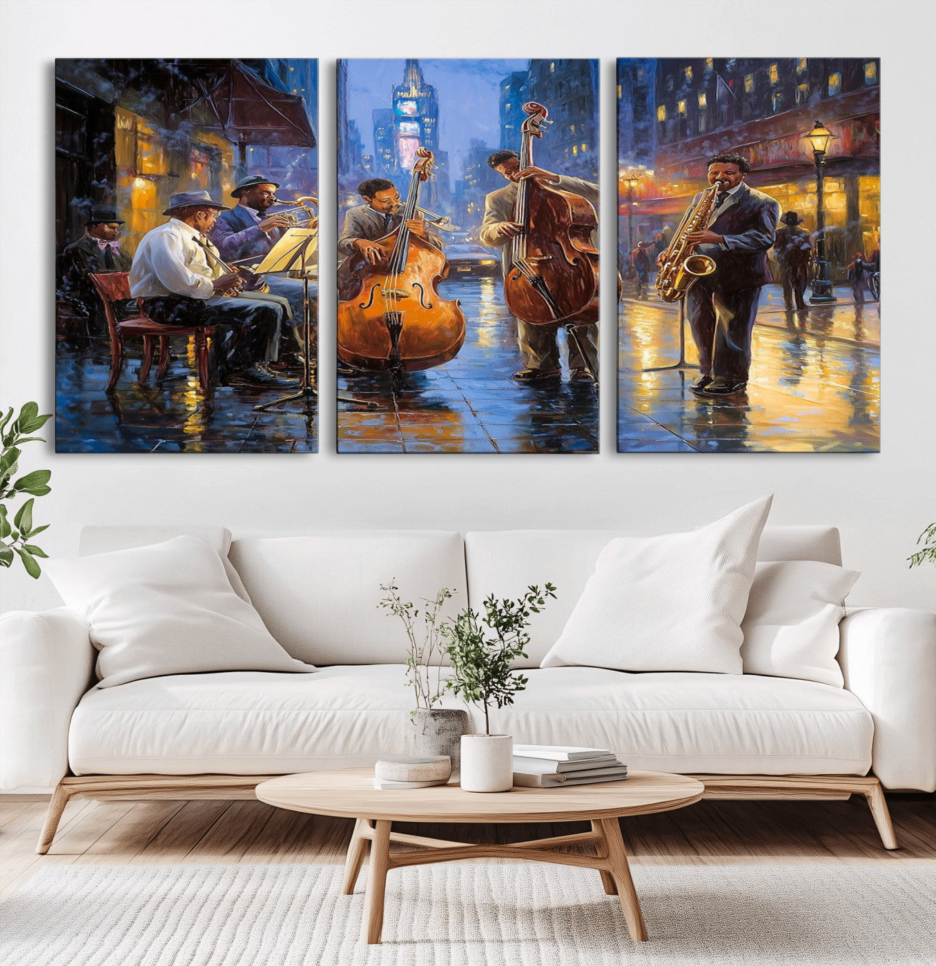 58694-MGV-CV-60X30-3P - Colorful Jazz Wall Art - African American Music Canvas Print - Framed Abstract Music Poster for Home