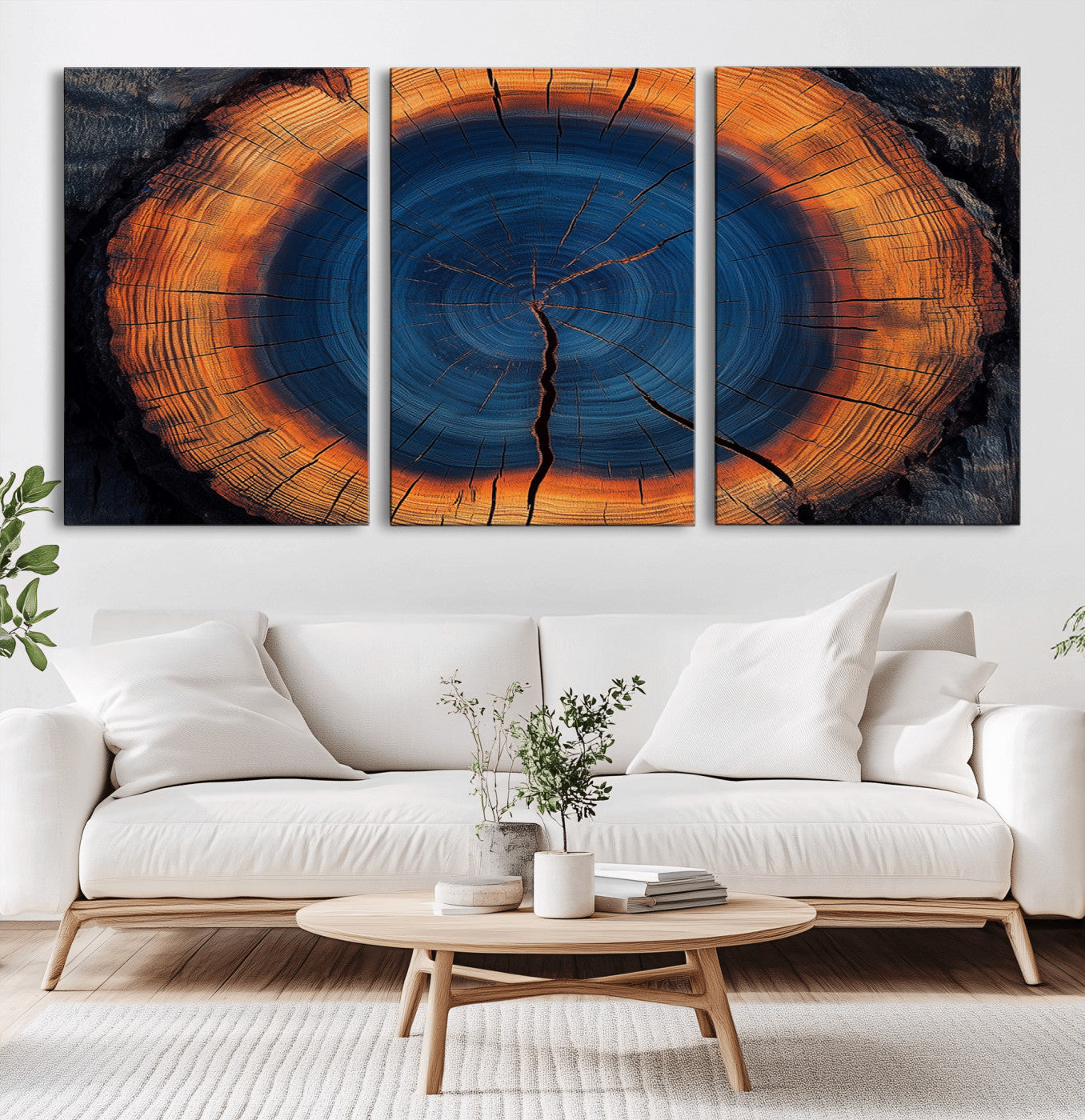 54040961-MGV-CV-36X24-Abstract Tree Ring Wall Art Print – Natural Rustic Wood Canvas, Framed Tree Stump Artwork, Modern Nature Design for Home, Office