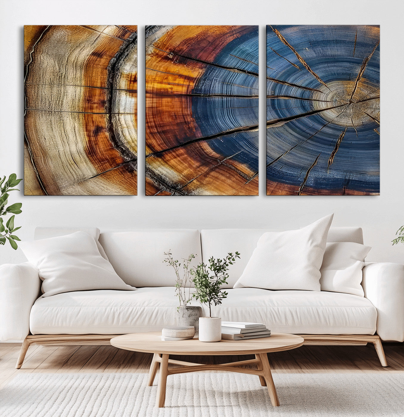 18032999-MGV-CV-60X30-3P-Wood Grain Canvas Wall Art - Framed Abstract Tree Ring Framed Wall Art, Wood Grain Canvas Wall Decor, Minimalist Home Canvas Art