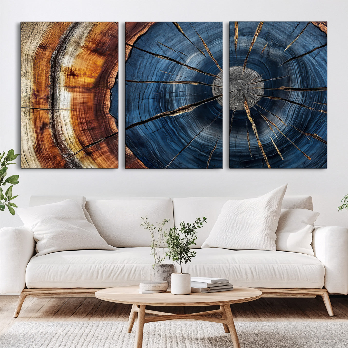 Framed Abstract Tree Ring Wall Art Print, Natural Rustic Wood Texture Canvas Print, Wood Tree Stump Farmhouse, Log Cabin Wooden House Decor