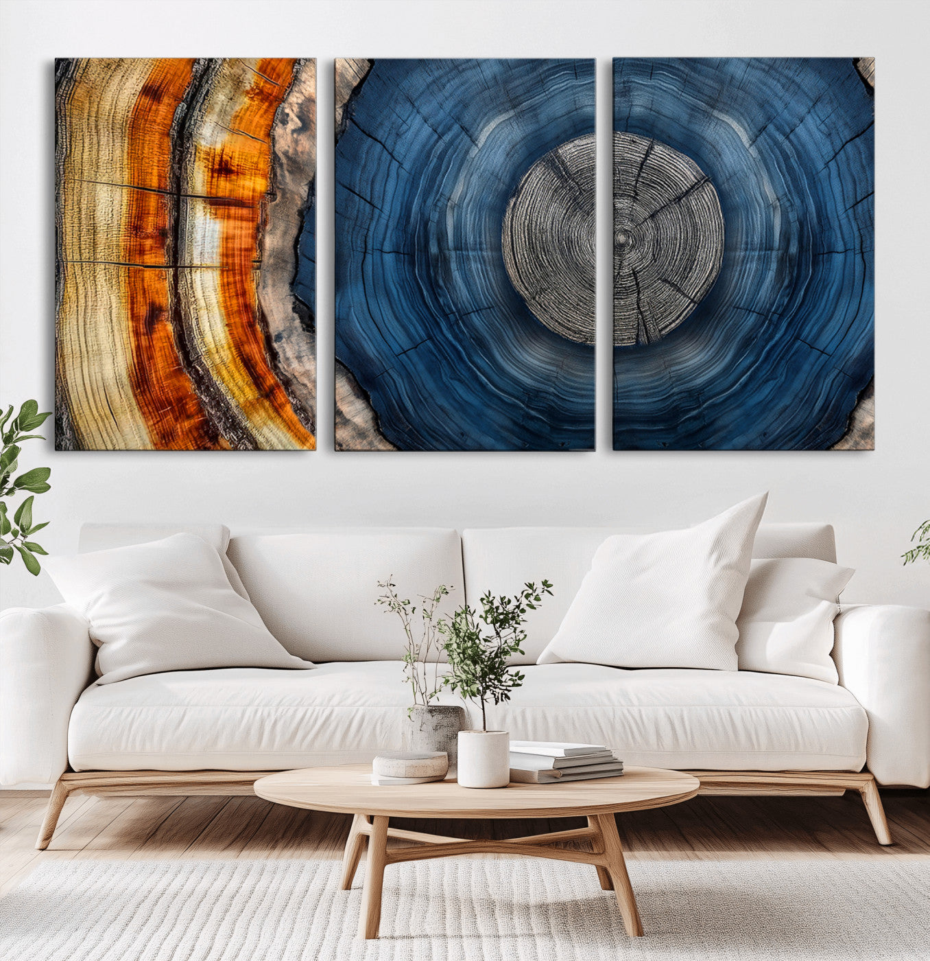 84489410-MGV-CV-60X30-3P-Abstract Framed Tree Rings Wall Decor, Wood Grain Rings Artwork Print, Nature Woodland Modern Wall Decor for Barn Wall, Farmhouse Decor