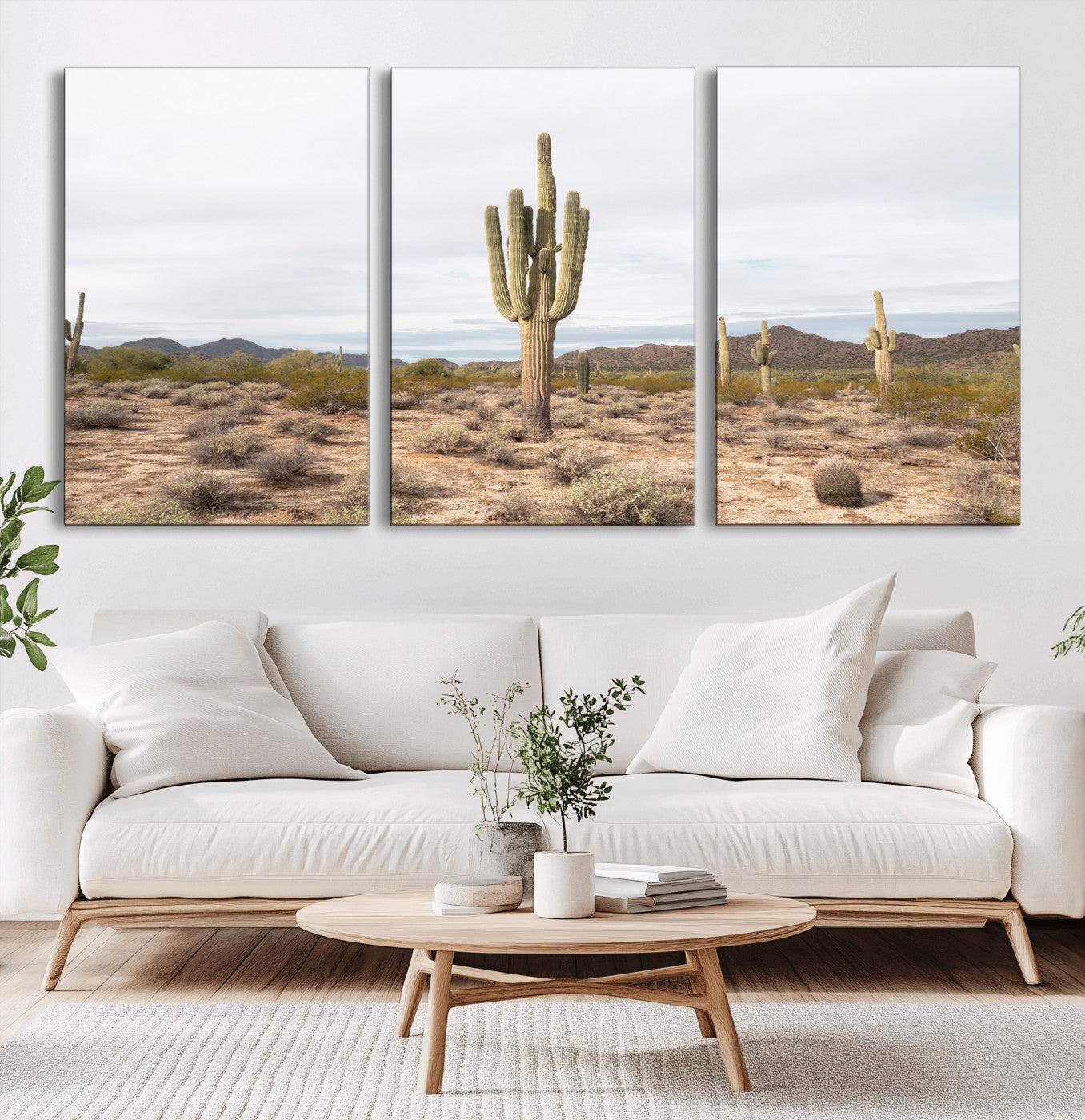 96147924-MGV-CV-36X24-Saguaro Cactus Wall Art – Framed Desert Canvas Artwork, Earthy Southwest Design, Boho Nature Decor for Home, Office