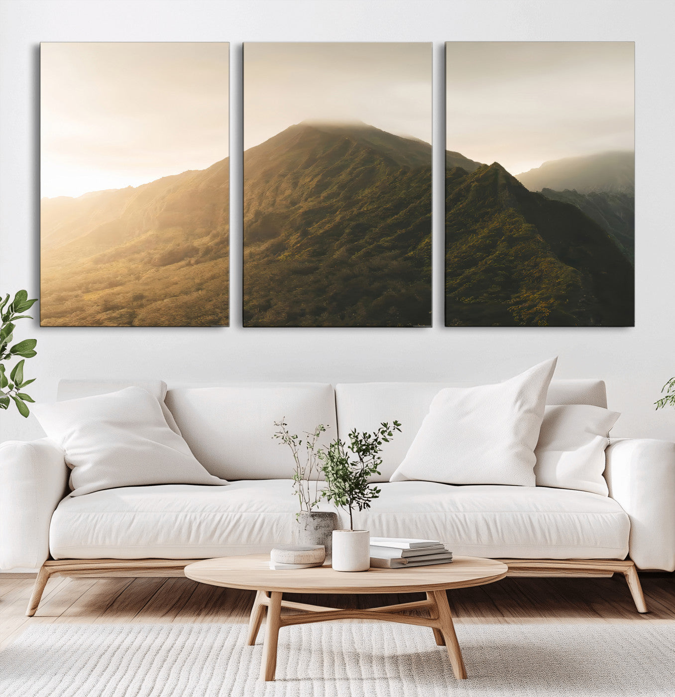 42338636-MGV-CV-36X24-Mountain Wall Art – Framed Sunset Landscape Canvas Artwork, Serene Nature Design, Rustic Decor for Home, Office