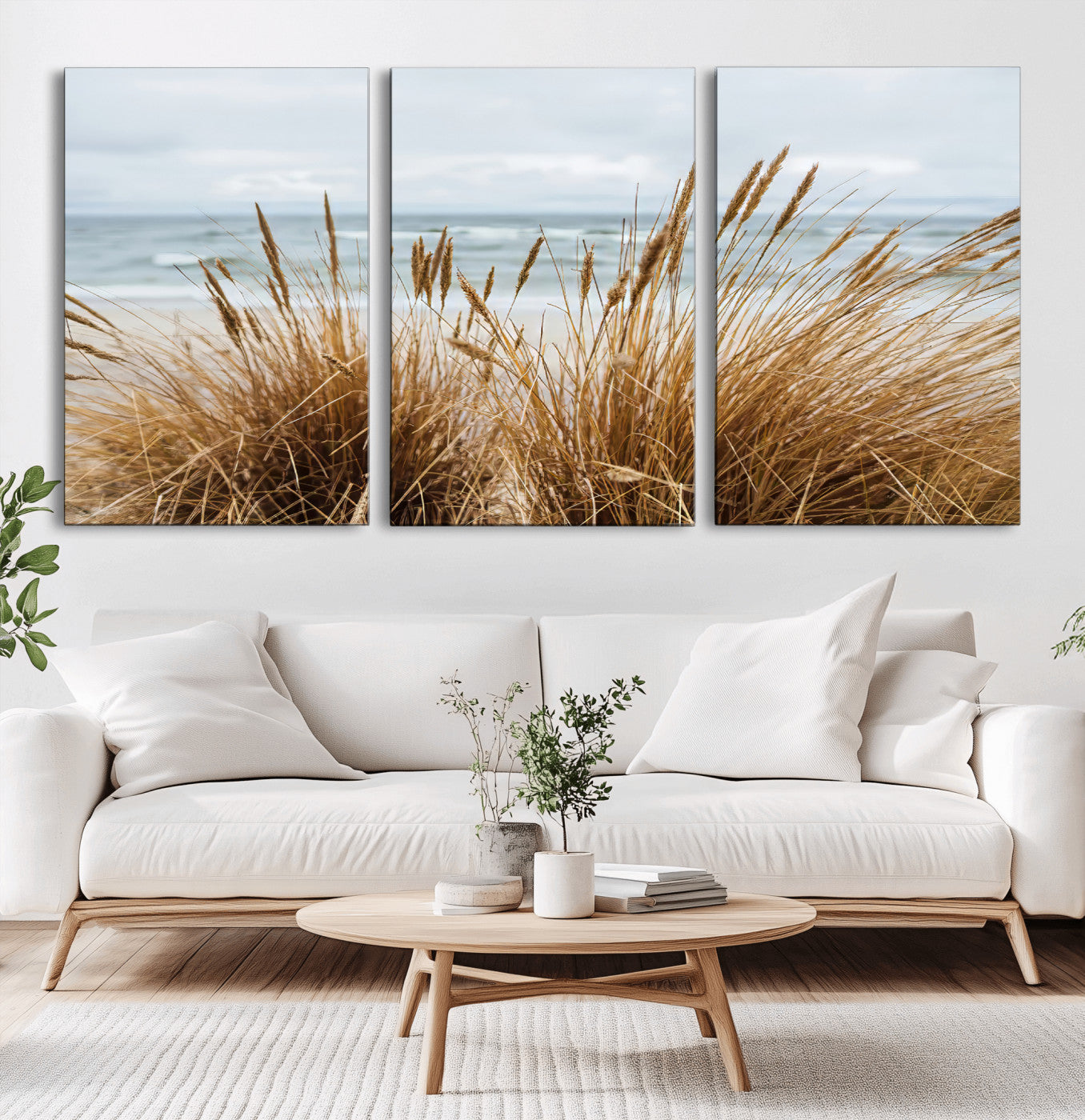 14270839-MGV-CV-36X24-Beach Grass Wall Art – Framed Coastal Dunes Canvas Artwork, Minimal Seaside Design, Modern Coastal Decor for Home, Office