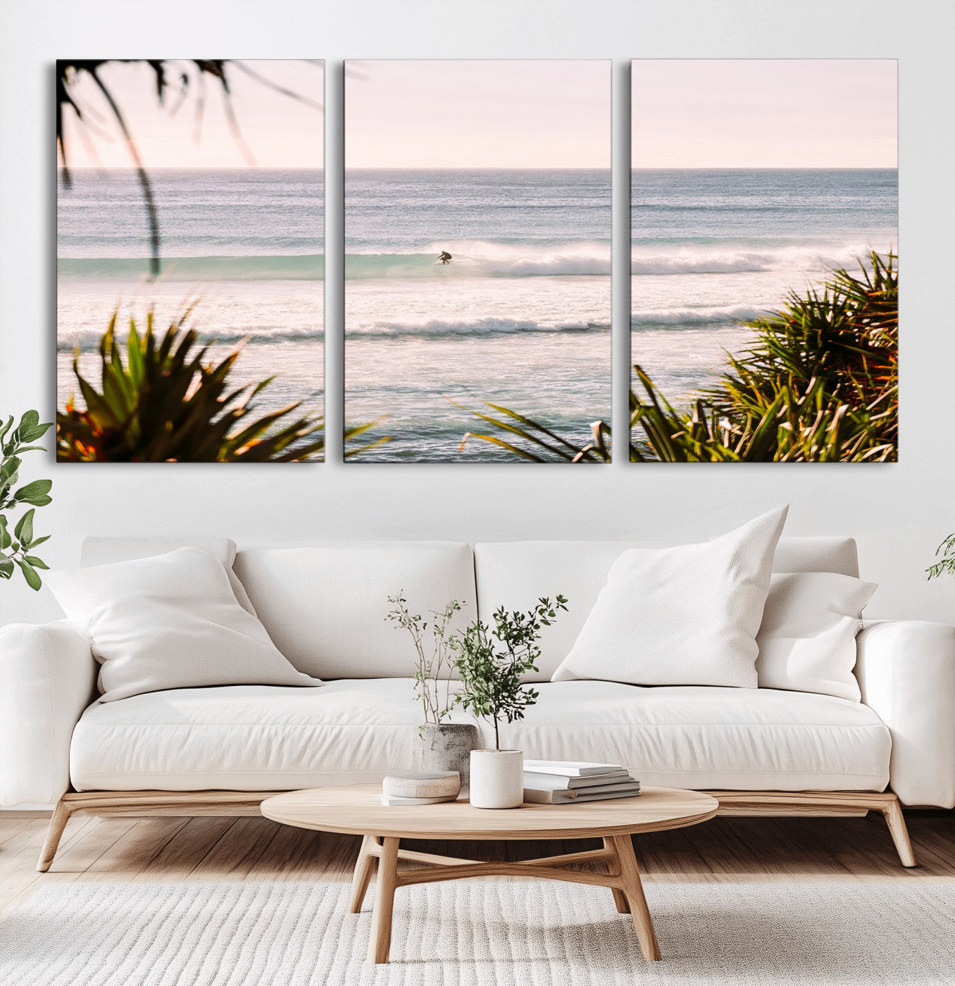 MGV-CV-60X30-3P - Ocean Surfer Wall Art Canvas Print, Framed Coastal Surf Art Picture Print, Tropical Beach Perfect Tropical Coastal Decor Artwork