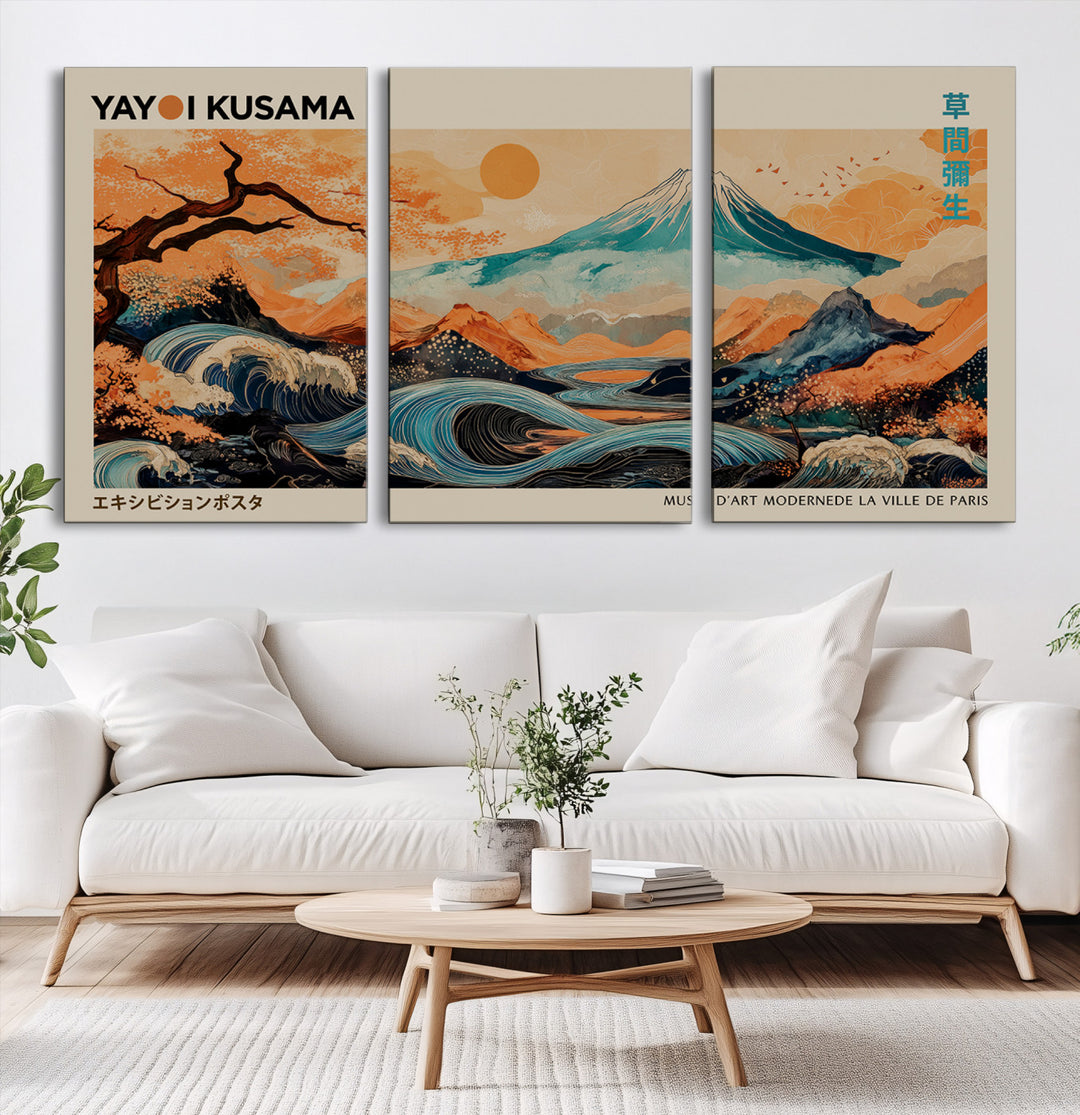 Modern Japanese Wall Art Print Yayoi Kusama Canvas Wall Art Abstract Mount Fuji Canvas Print Japanese Landscape Art Printing