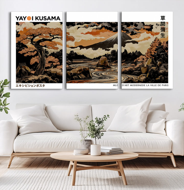 Modern Japanese Wall Art Print Yayoi Kusama Canvas Wall Art Abstract Mount Fuji Canvas Print Japanese Landscape Art Printing