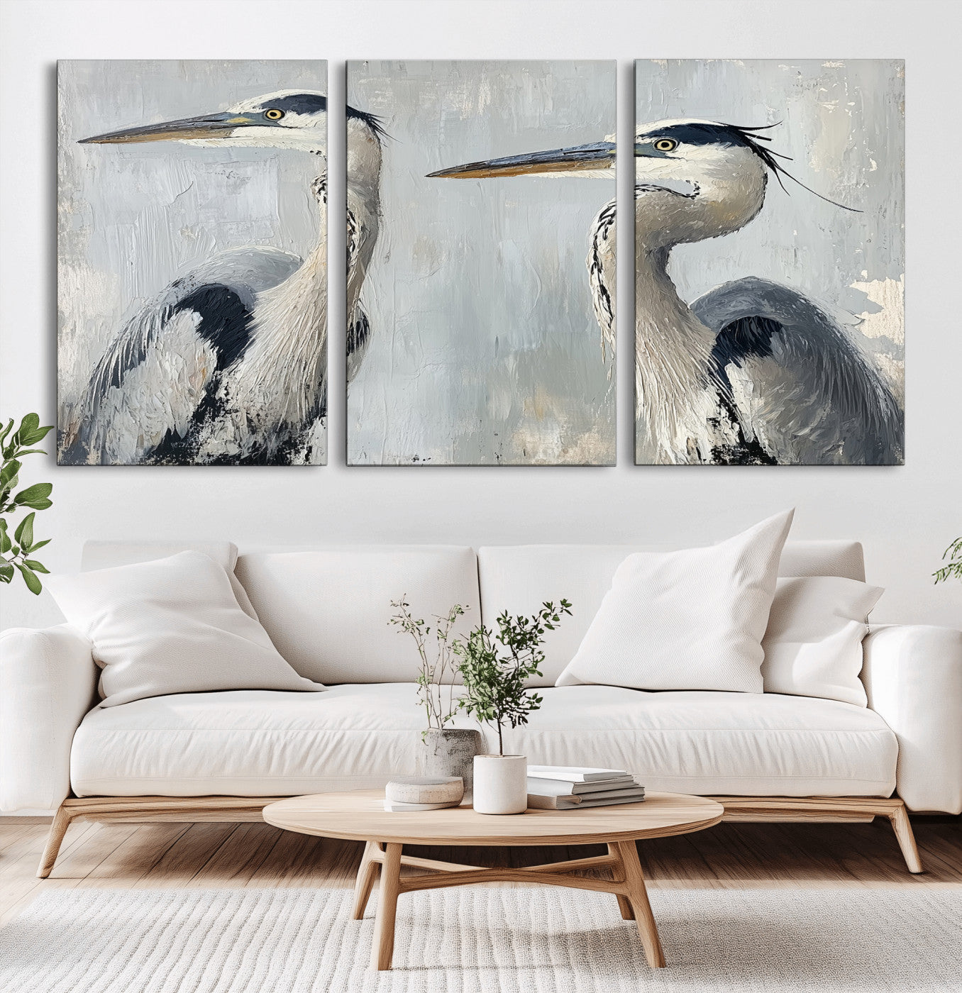 MGV-CV-60X30-3P - Bird Canvas Decor Wall Art Canvas Print, Framed Coastal Bird Pair Art Picture Print, Minimalist Wildlife Wall Perfect Coastal Minimalist Decor Artwork