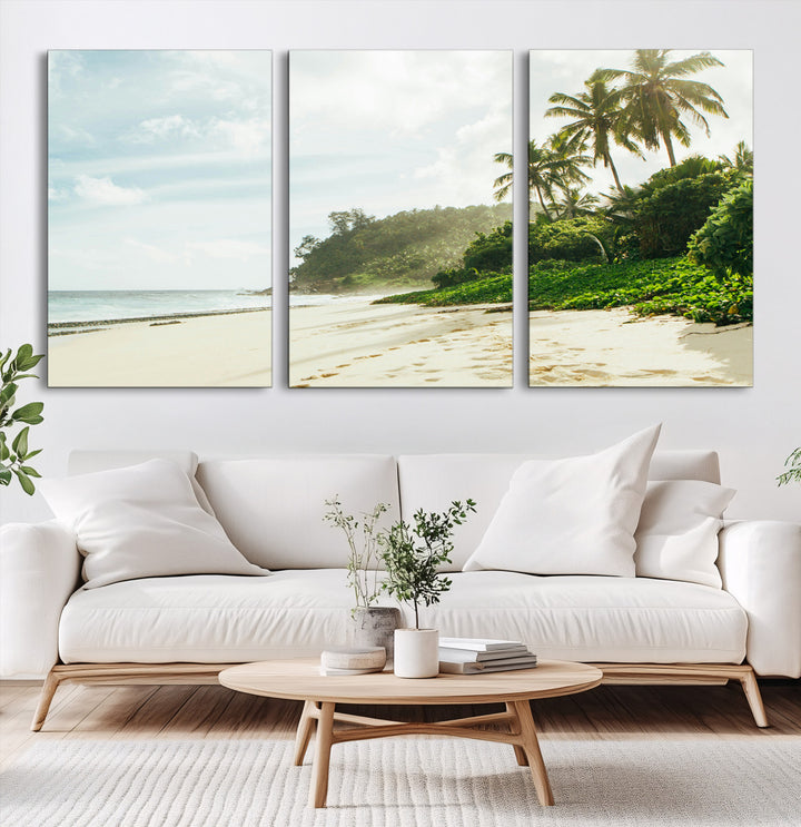 Relaxing Beach Wall Art Canvas Print, Framed Ocean View Art Picture Print, Coastal Serenity Perfect Tropical Coastal Decor Artwork