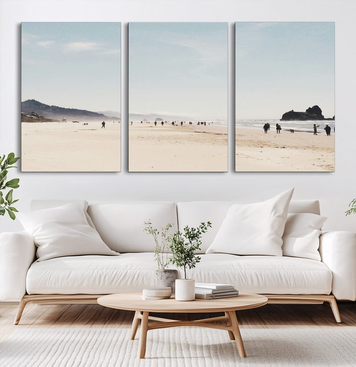Minimalist Beach Wall Art Canvas Print, Framed Coastal Serenity Art Picture Print, Soft Sand Perfect Coastal Decor Artwork