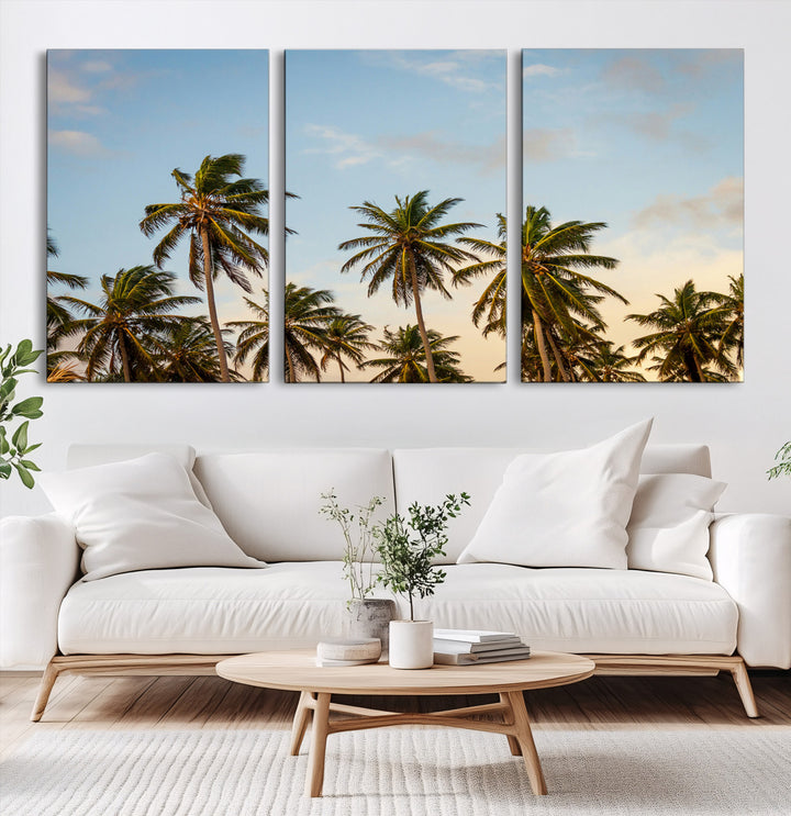 Palms Wall Art Canvas Print, Framed Tropical Art Picture Print, Coastal Perfect Coastal Decor Artwork