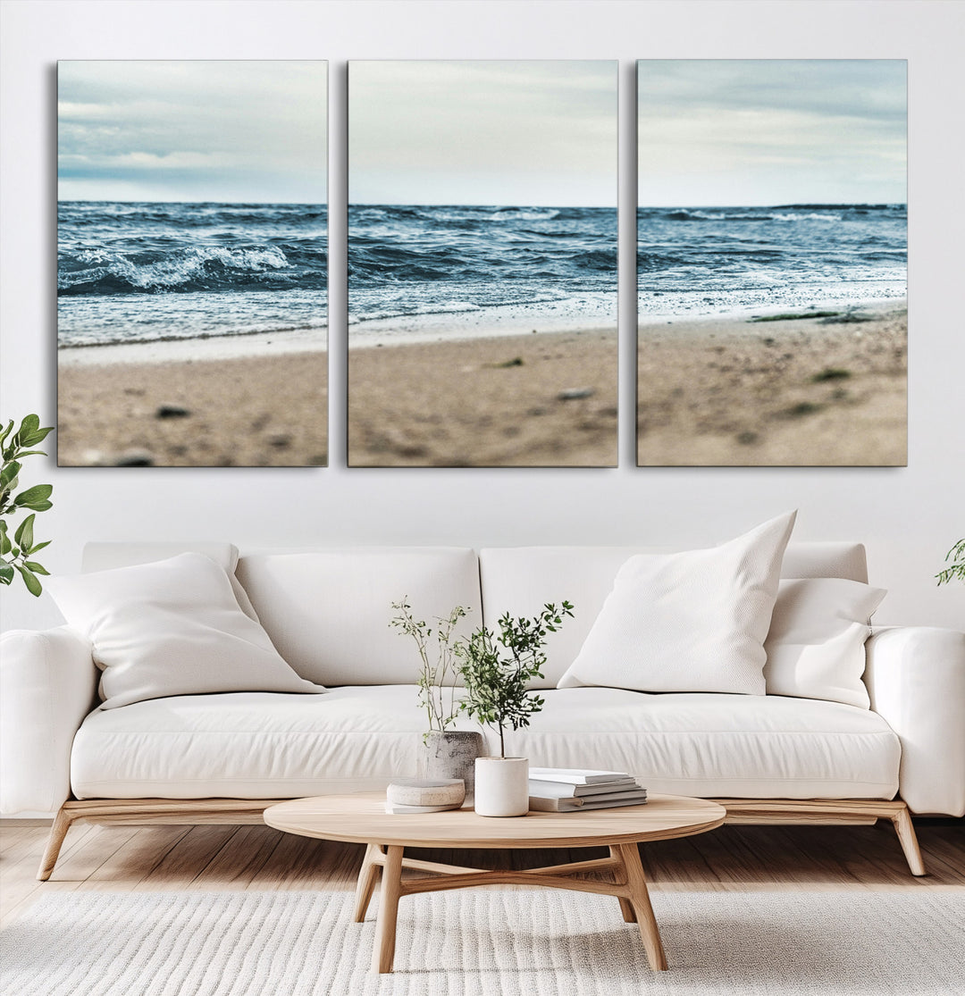 Ocean Wall Art Canvas Print, Framed Coastal Canvas Art Picture Print, Moody Seascape Perfect Coastal Minimalist Decor Artwork