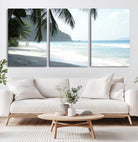 Tropical Beach Wall Art Canvas Print, Framed Serene Ocean Art Picture Print, Palm Tree Shadows Perfect Tropical Coastal Decor Artwork