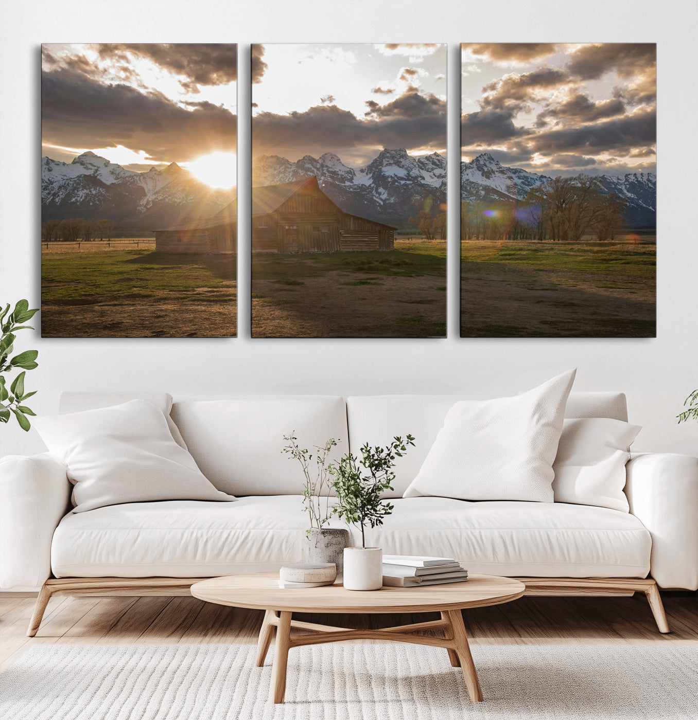 52555760-MGV-CV-36X24-Snowy Peaks Wall Art Canvas Print – Rustic Mountain Landscape Nature Escape Winter Forest Artwork for Home, Office