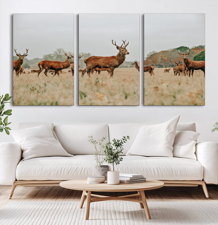 Rustic Deer Print Wall Art Canvas Print