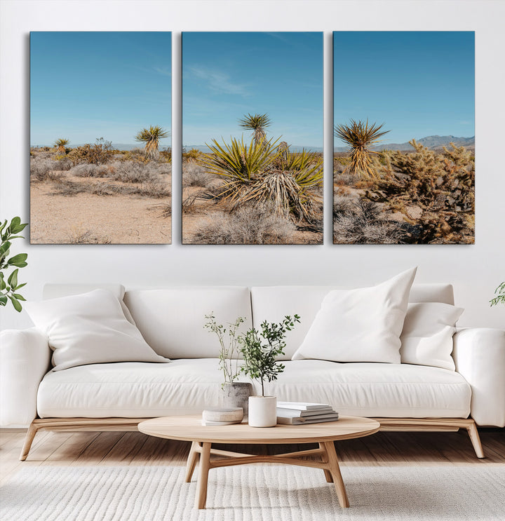 Joshua Tree Wall Art Canvas Print, Desert Landscape Print, Framed Warm Earth Tones Art Print, Large California Southwest Printing