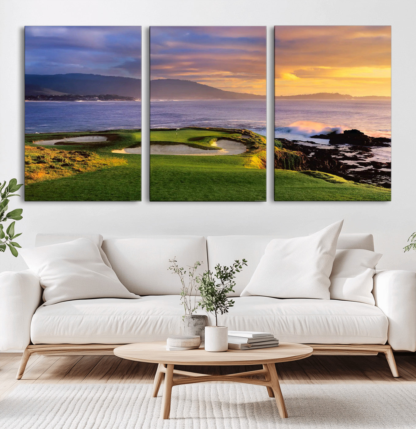 73699248-MGV-CV-36X24-Pebble Beach Golf Wall Art Canvas Print – Iconic Coastal Golf Course Artwork for Home, Office, Living Room