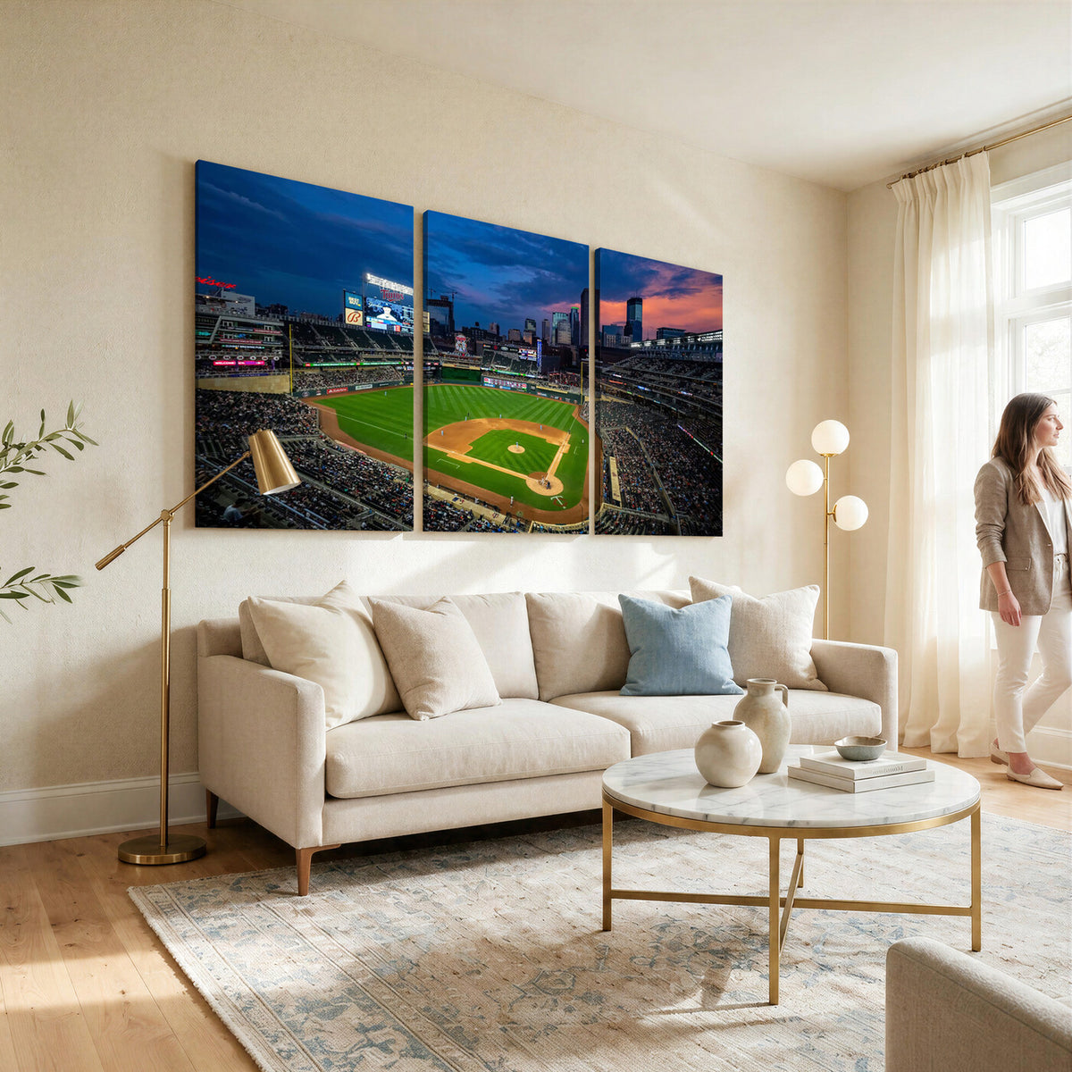 68222753-MGV-CV-36X24 - Target Field Wall Art Canvas Print, Baseball Stadium Scene