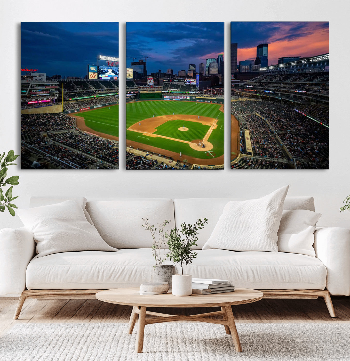 68222753-MGV-CV-60X30-3P-Target Field Wall Art Canvas Print – Baseball Stadium Minneapolis Major League Baseball Iconic Artwork for home, office