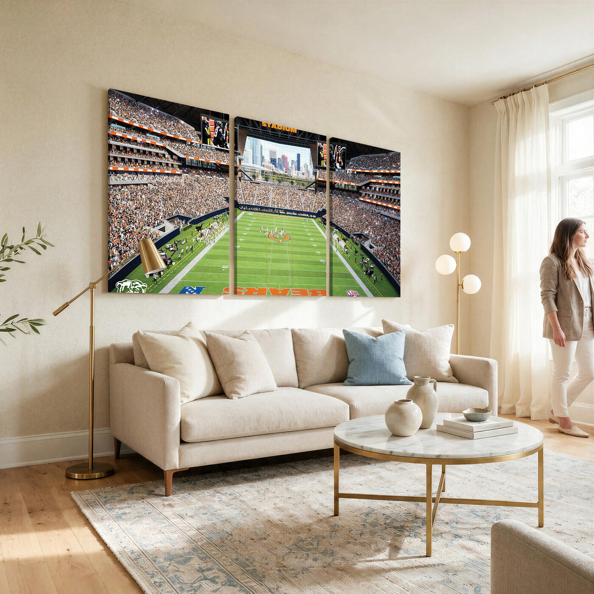 76935553-PAN-FL-20X10 - Chicago Bears Soldiers Field Wall Art Canvas Print, Home Office Wall Decor
