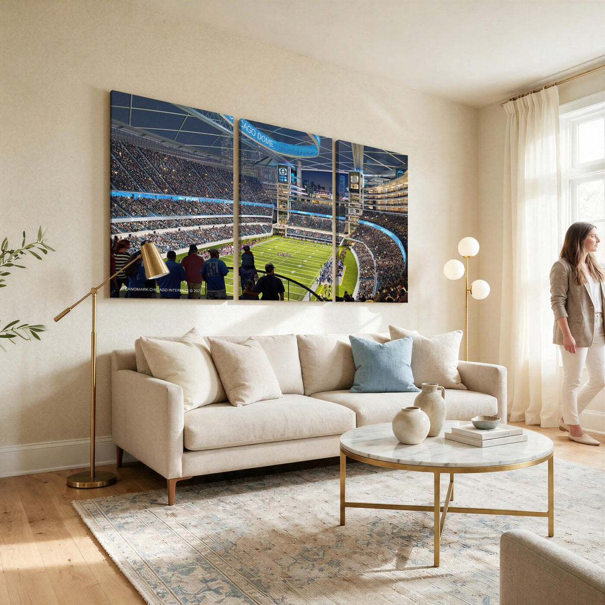 41816511-MGV-CV-36X24 - Chicago Dome Stadium Wall Art Canvas Print, Framed Modern Decor