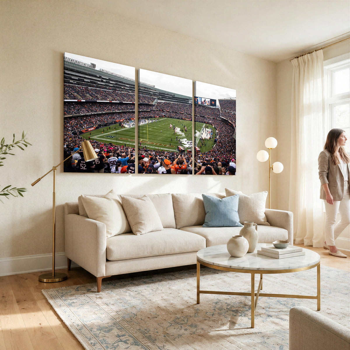 18347149-MGV-CV-36X24 - Chicago Bears Soldier Field Wall Art Canvas Print – Framed Football Stadium Artwork Team Spirit for home, office