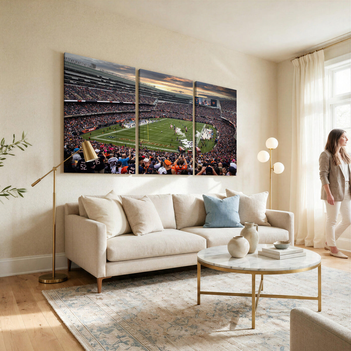 87578930-PAN-FL-20X10 - Chicago Bears Soldiers Field Wall Art Canvas Print, Home Bar Wall Decor