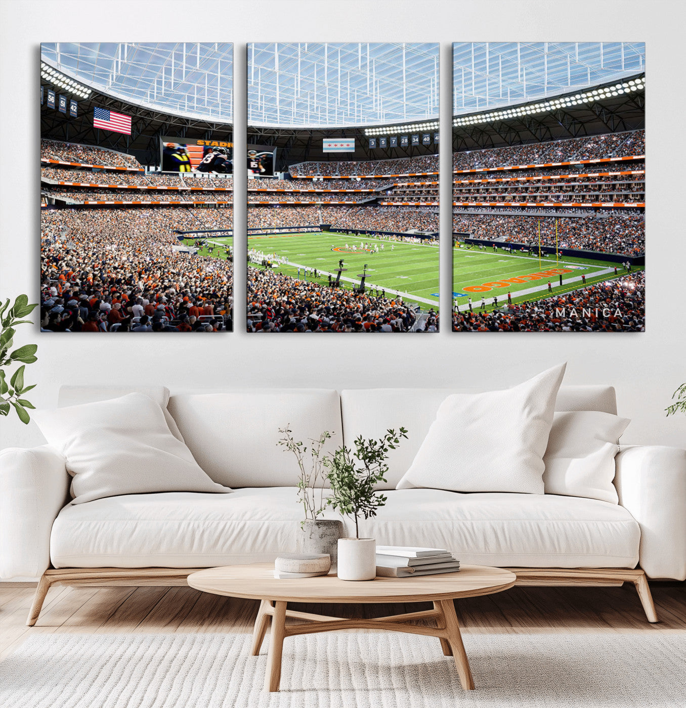 32530647-MGV-CV-36X24-Chicago Bears Soldiers Field Wall Art Canvas Print – Framed Football Stadium Artwork for Home, Office, Living Room