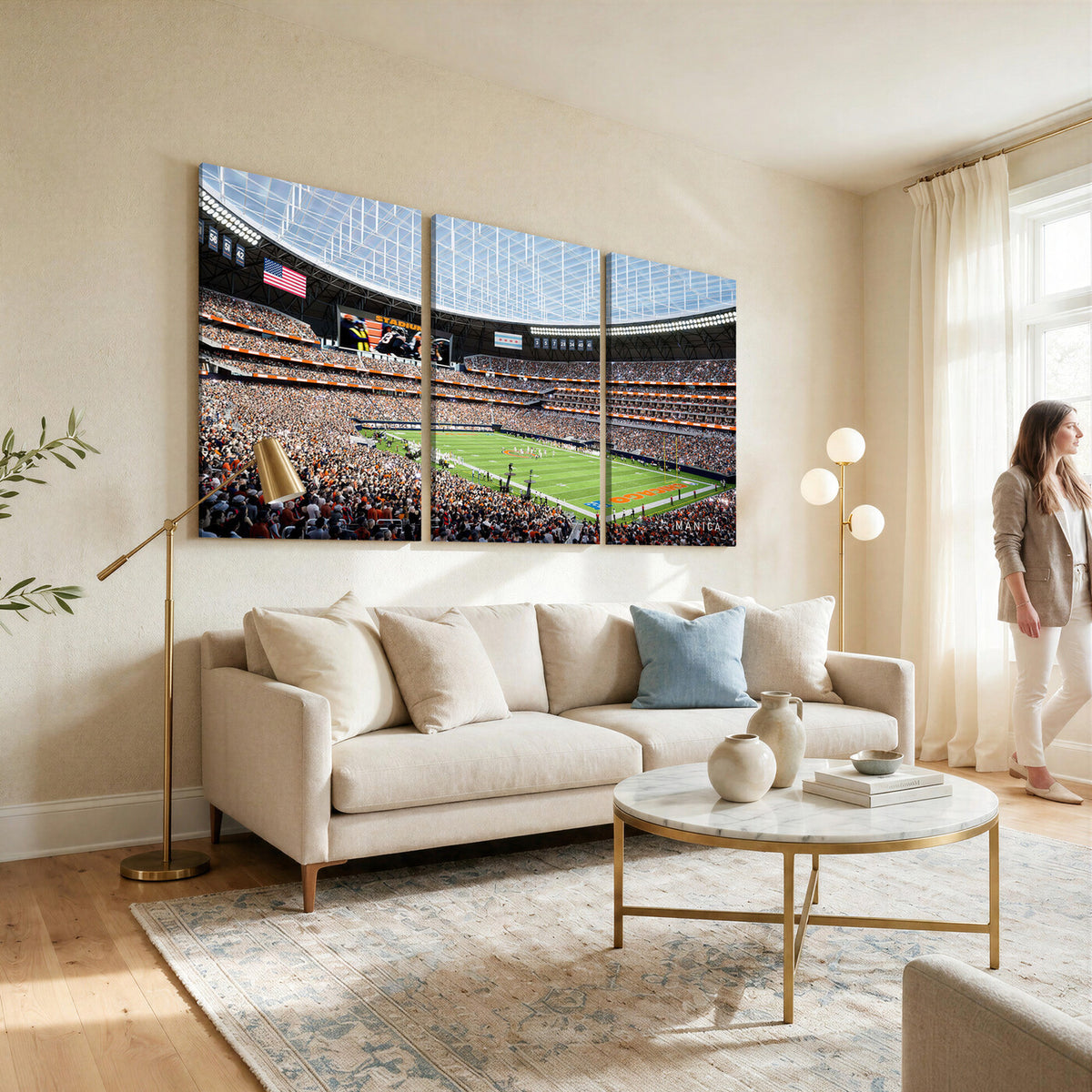 32530647-PAN-FL-20X10 - Chicago Bears Soldiers Field Wall Art Canvas Print, Framed and Ready to Hang