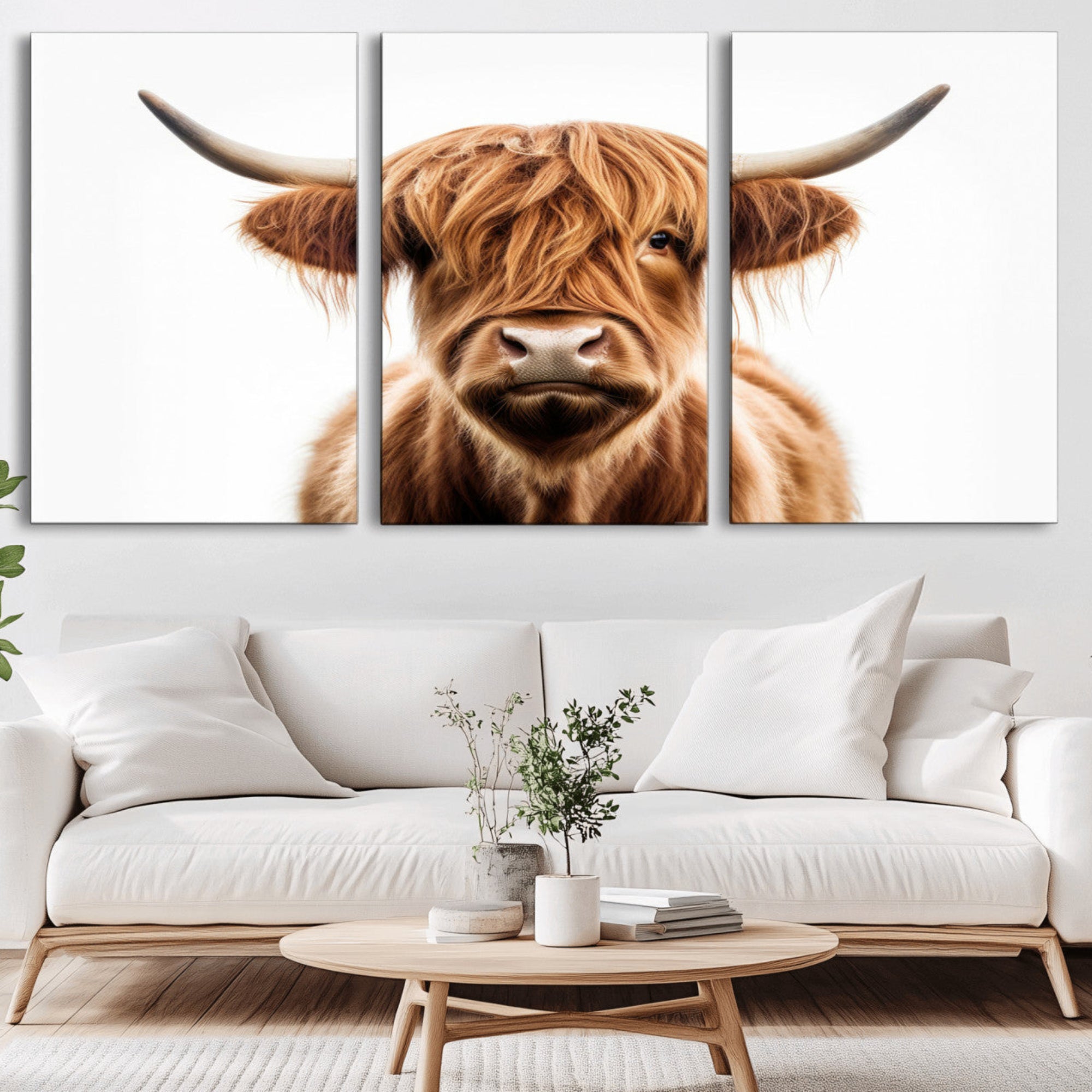 637908607-MGV-CV-36X24-Scottish Highland Cow Canvas Print, Framed Highland Cow Canvas Home Decor