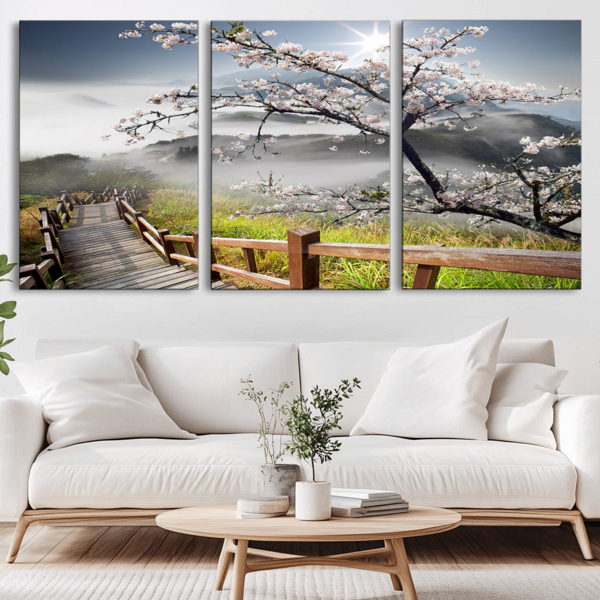 34632598CRY-MGV-CV-36X24-Sakura Cherry Blossom Pathway Canvas Wall Art – Tranquil Walk Through Blossoming Nature – Ready to