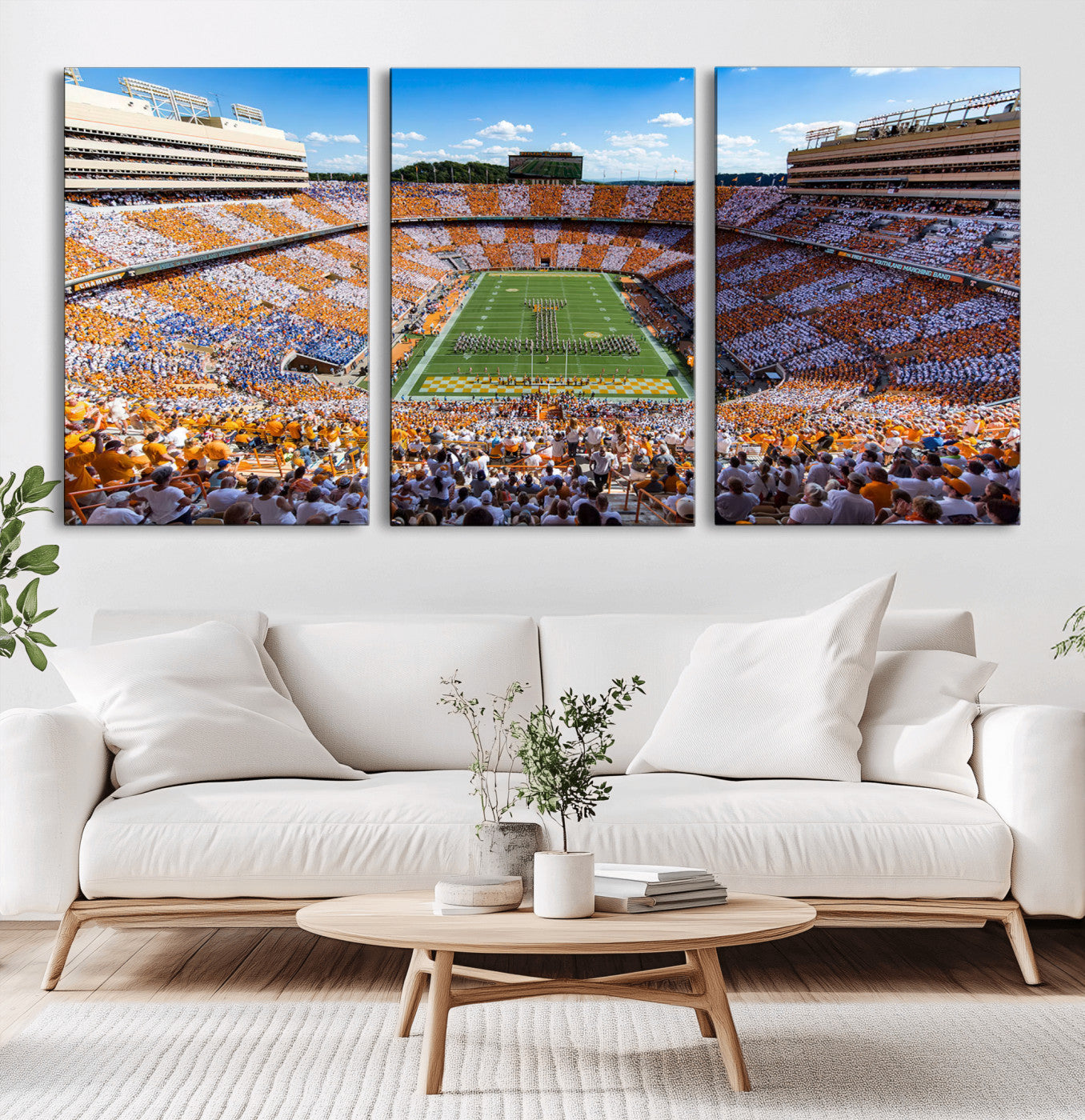 77097951-MGV-CV-60X30-3P - Tennessee Neyland Stadium Wall Art, Sports Arena Canvas Print, Panoramic Stadium Canvas Artwork for Home, Office