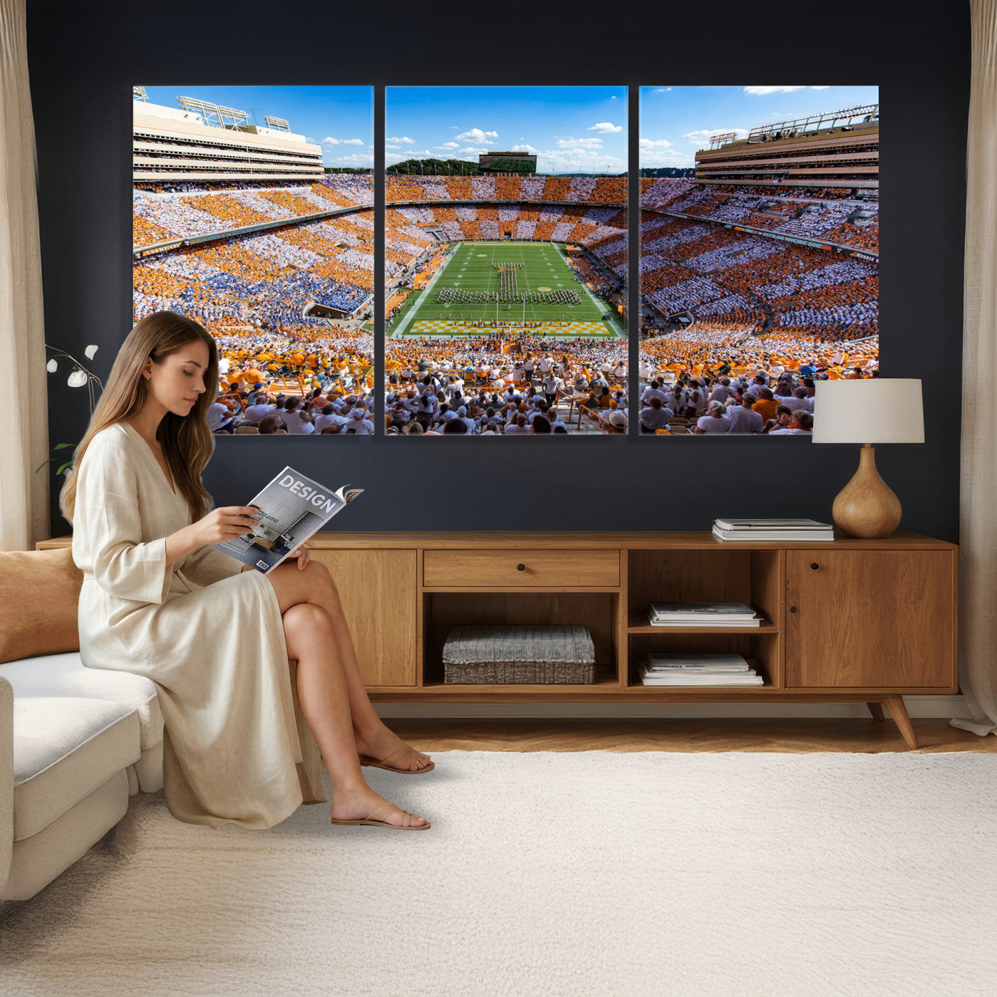77097951-MGV-CV-36X24 - Tennessee Neyland Stadium Wall Art, Sports Arena Canvas Print, Panoramic Stadium Canvas Artwork for Home, Office