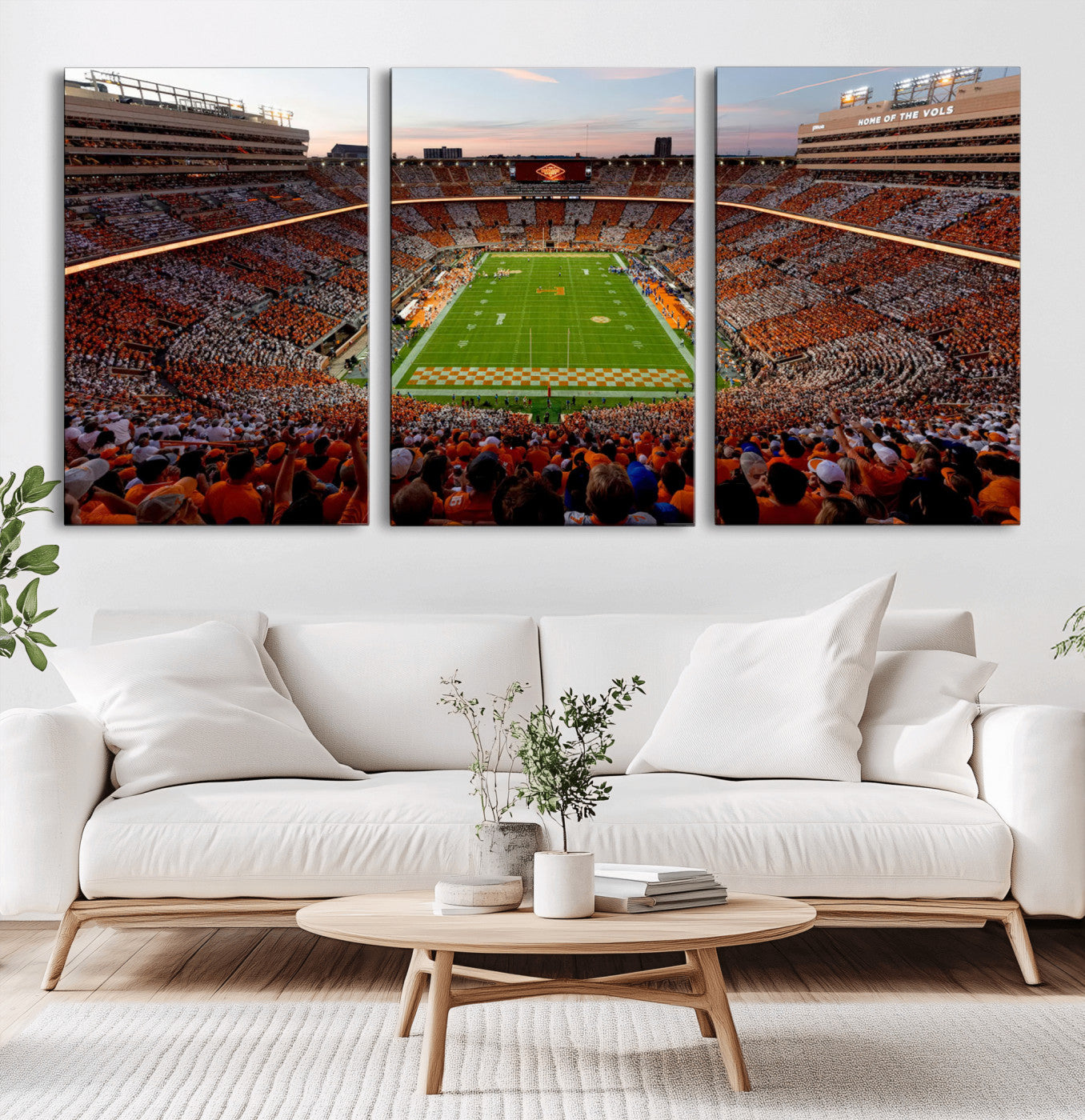 37160229-MGV-CV-60X30-3P-Tennessee Neyland Stadium Wall Art, Sports Arena Canvas Print, Panoramic Stadium Canvas Artwork for Home, Office