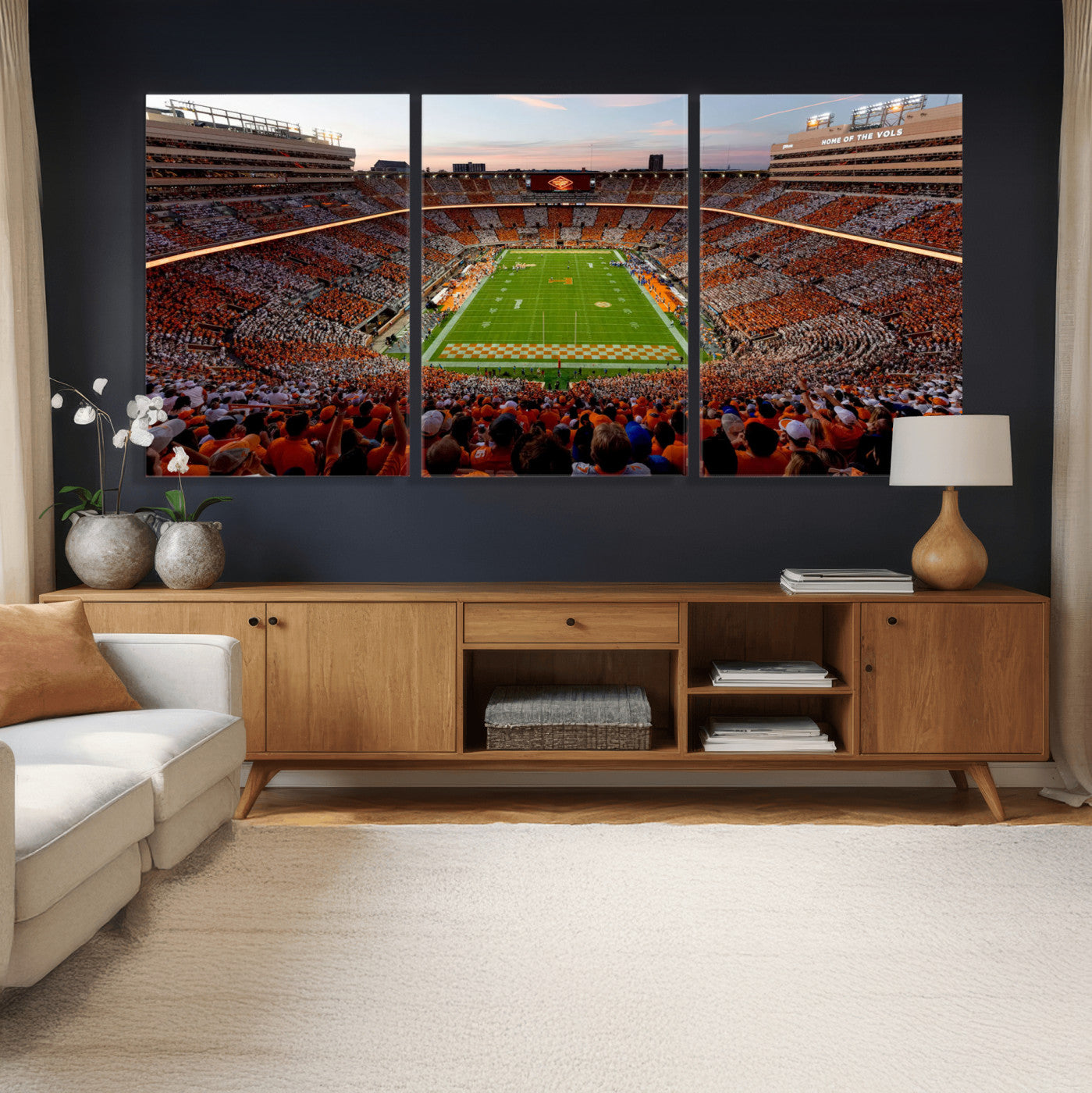 37160229-MGV-CV-36X24 - Tennessee Neyland Stadium Wall Art, Sports Arena Canvas Print, Panoramic Stadium Canvas Artwork for Home, Office