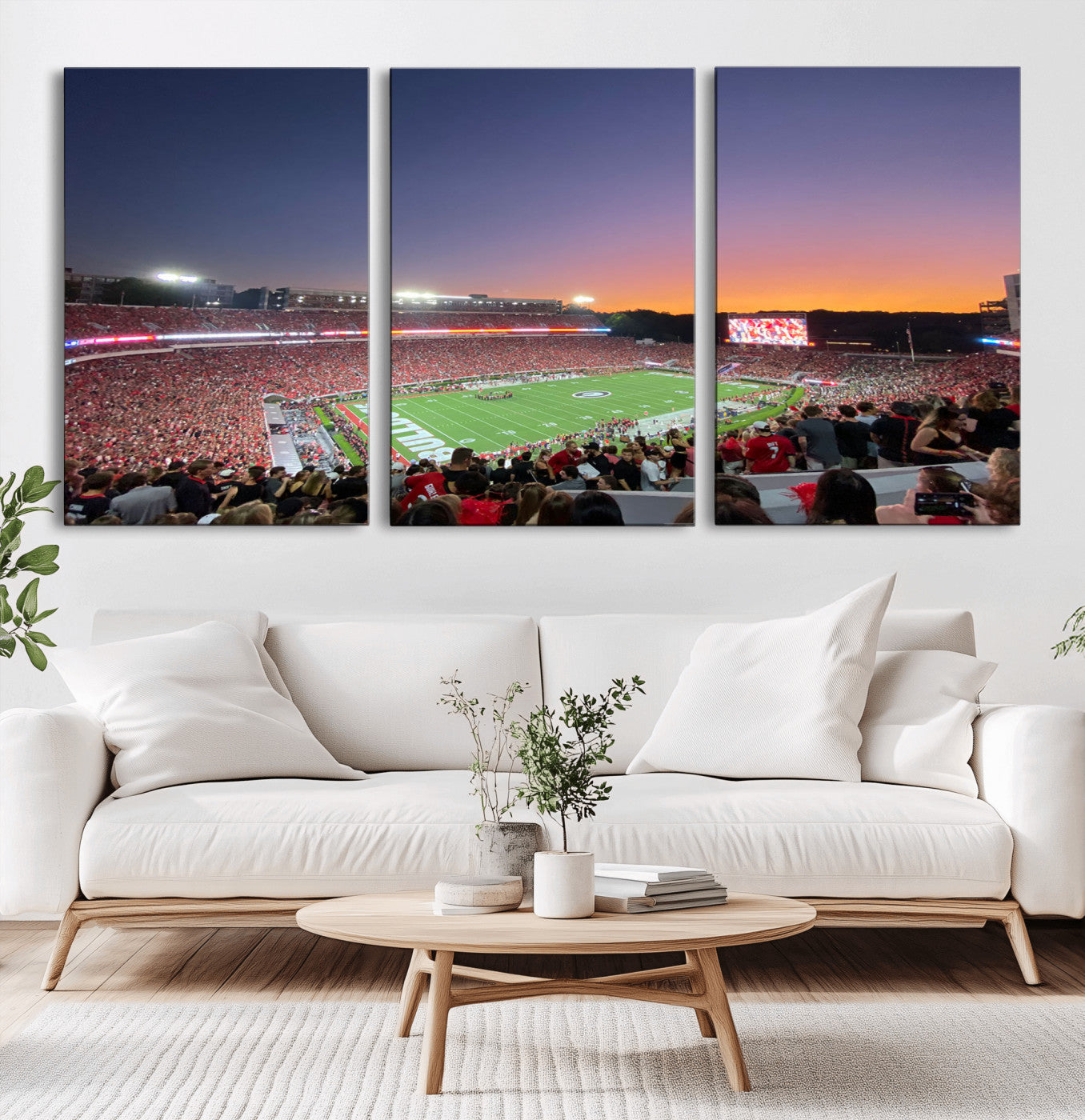 25139565-MGV-CV-60X30-3P-Dooley Stadium Wall Art Print, Sports Arena Canvas Wall Art, Dooley Field at Sanford Stadium Canvas Print, Modern Athletic Field Art Printing
