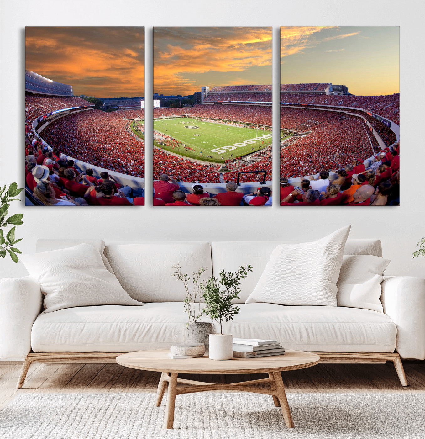 73680988-MGV-CV-60X30-3P-Dooley Stadium Wall Art Print, Sports Arena Canvas Wall Art, Dooley Field at Sanford Stadium Canvas Print, Modern Athletic Field Art Printing