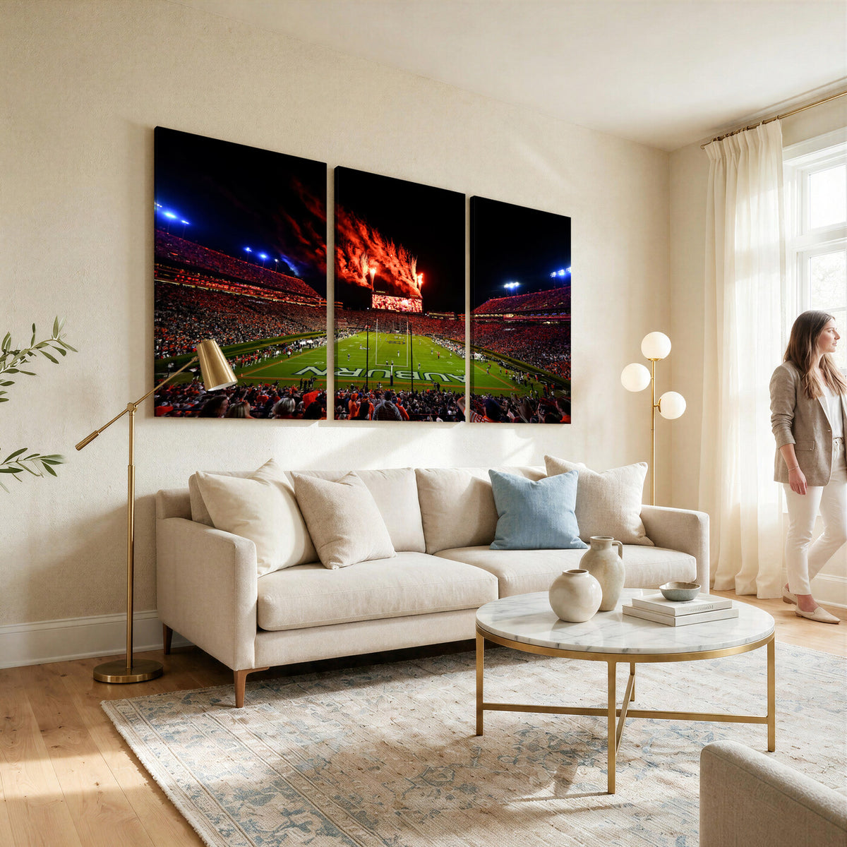 59046876-MGV-CV-36X24 - Jordan-Hare Football Stadium Wall Art Canvas Print, Football Stadium Aerial View