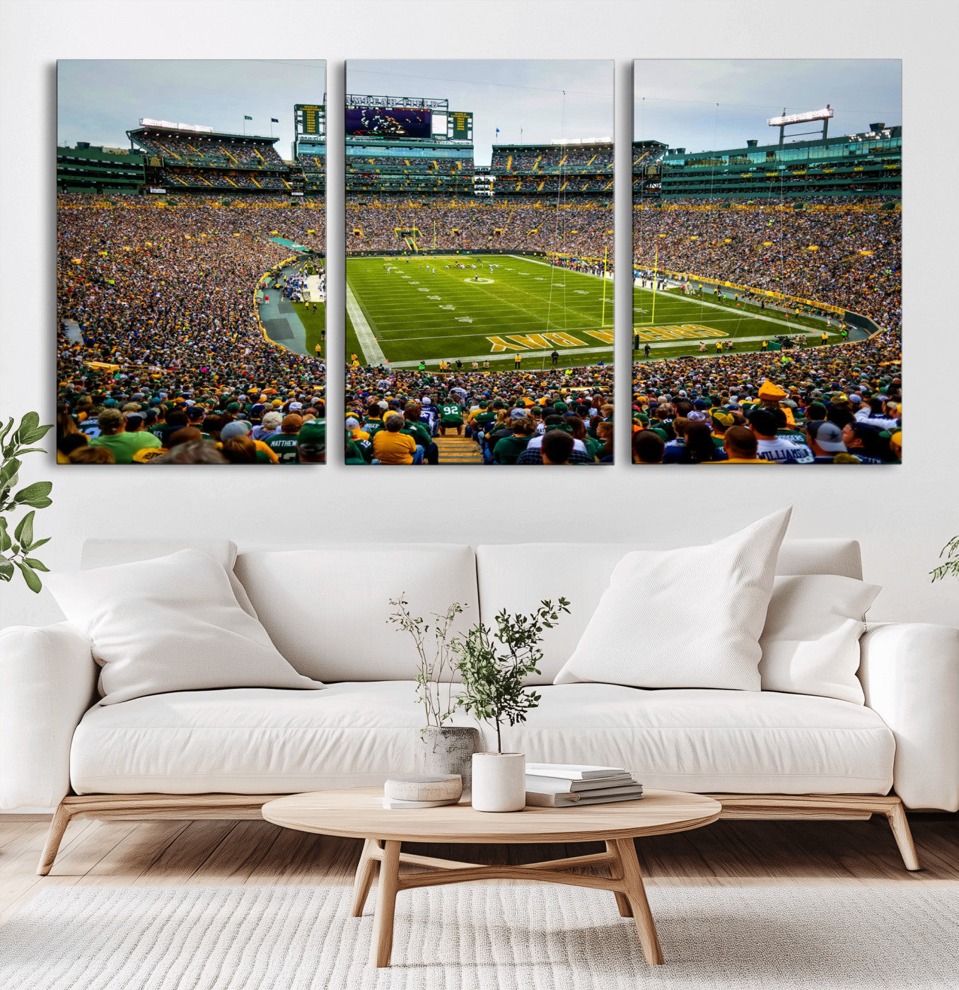 GBP101-MGV-CV-60X30-3P - Green Bay Packers Lambeau Field Stadium Wall Art Canvas Print, Iconic NFL Football Stadium Artwork, Wisconsin Sports Home Decor