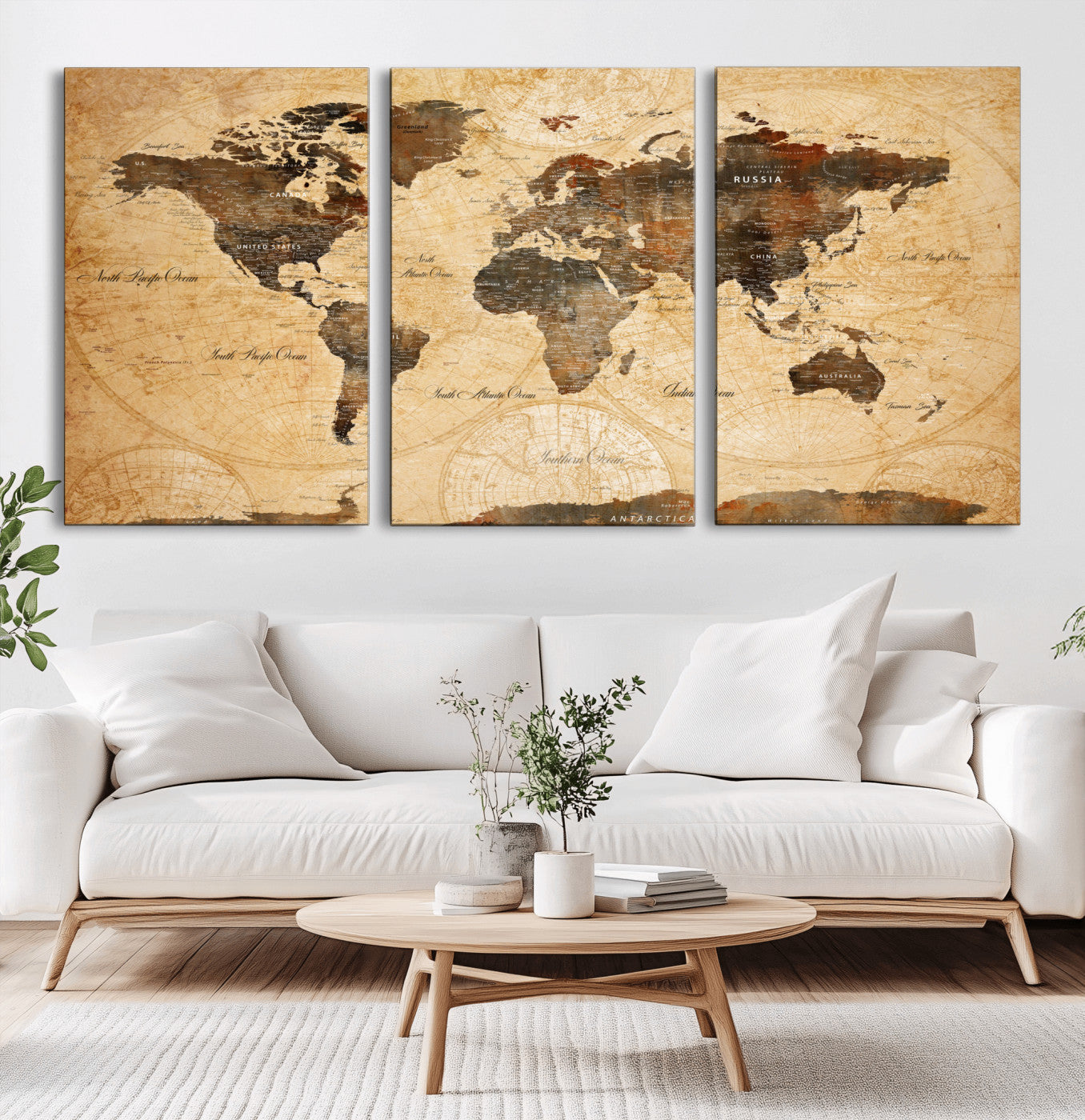 14542905-MGV-CV-60X30-3P - Push Pin World Map Canvas Print – Travel Tracker Wall Art for Couples, Perfect Anniversary Gift for Home or Office Decor