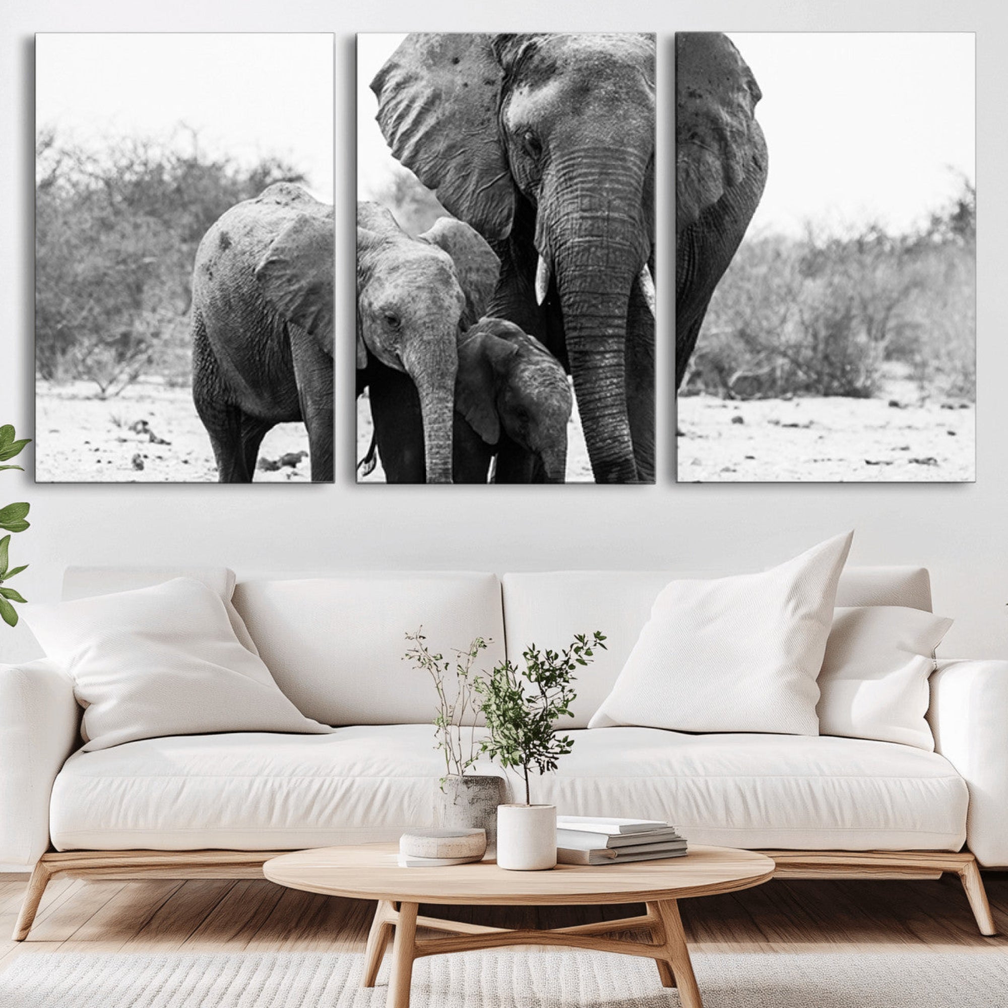 75636-MGV-CV-36X24-Elephant Family Africa Wall Art Canvas Print