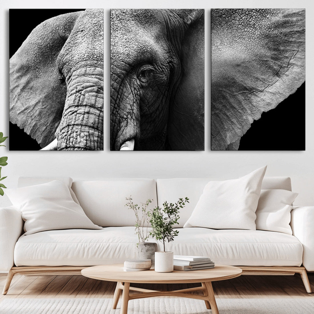 Big Elephant Close Up Wall Art Canvas Print