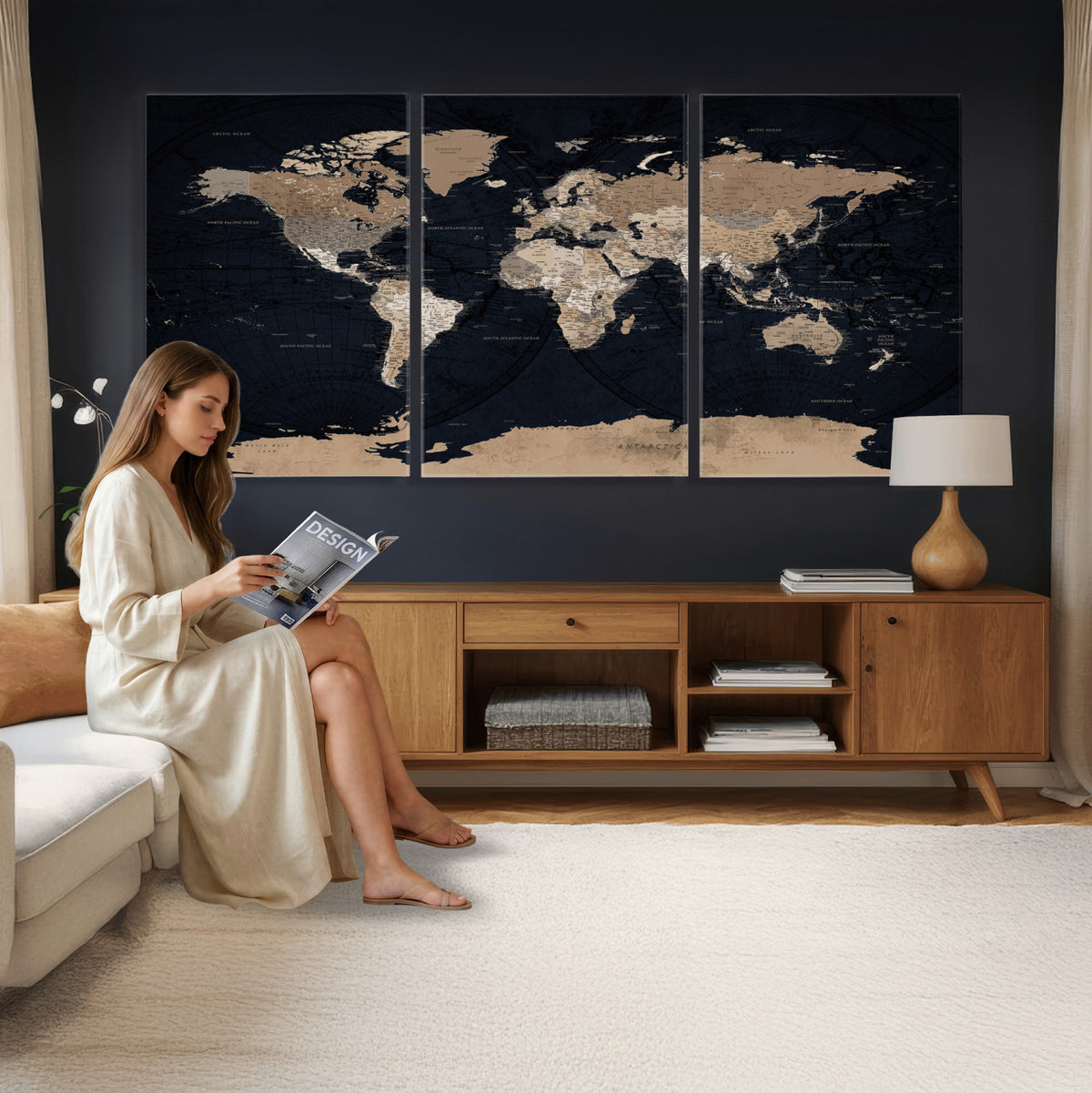 25812727-MGV-CV-36X24 - Grunge Wall Art World Map Canvas Print