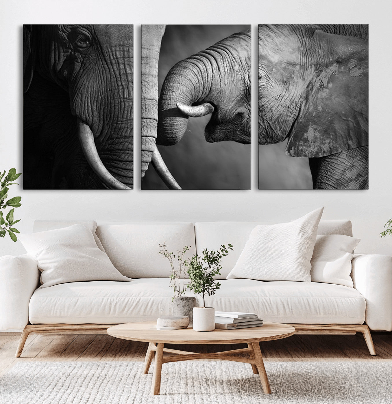 42691-MGV-CV-36X24-Elephant Family Wall Art Canvas, Framed Elephant Family Canvas Print