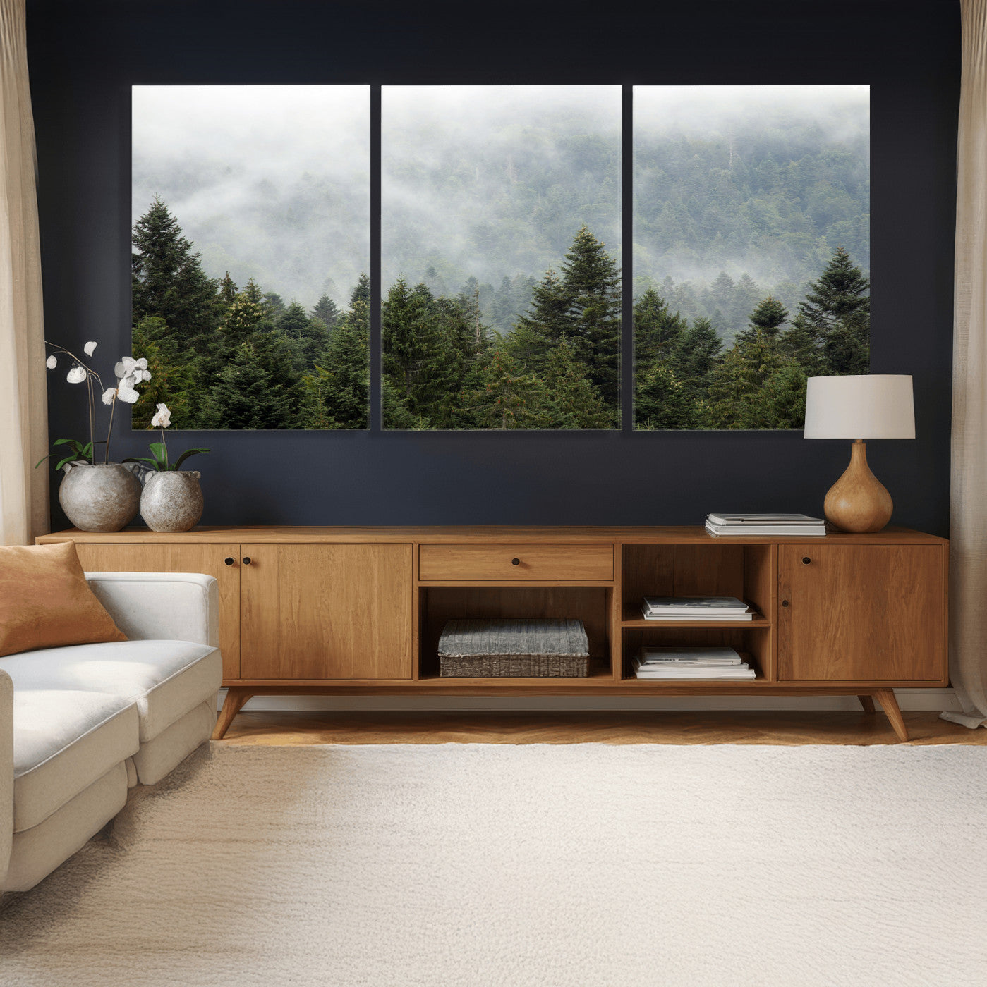 37010054-MGV-CV-36X24 - Misty Mountain Forest Wall Art Canvas Print