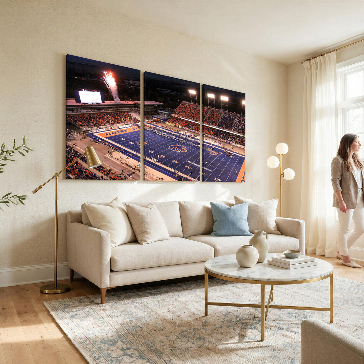 58849575-MGV-CV-36X24 - Boise State Stadium Large Wall Art Canvas Print for Living Room and Game Room Decor