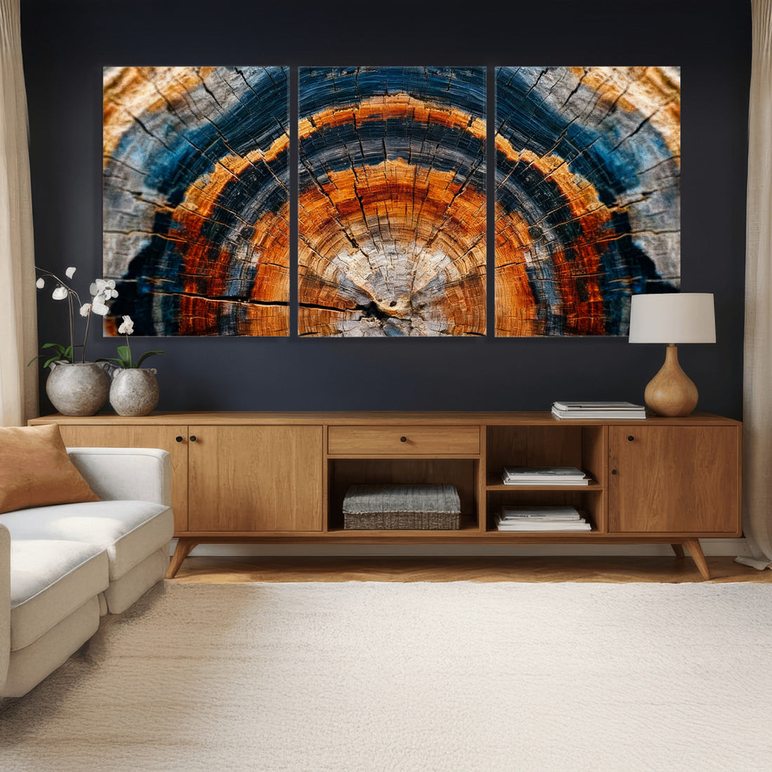 Abstract Wood Grain Canvas Print, Tree Ring Pattern Wall Art, Rustic Farmhouse Wall Decor