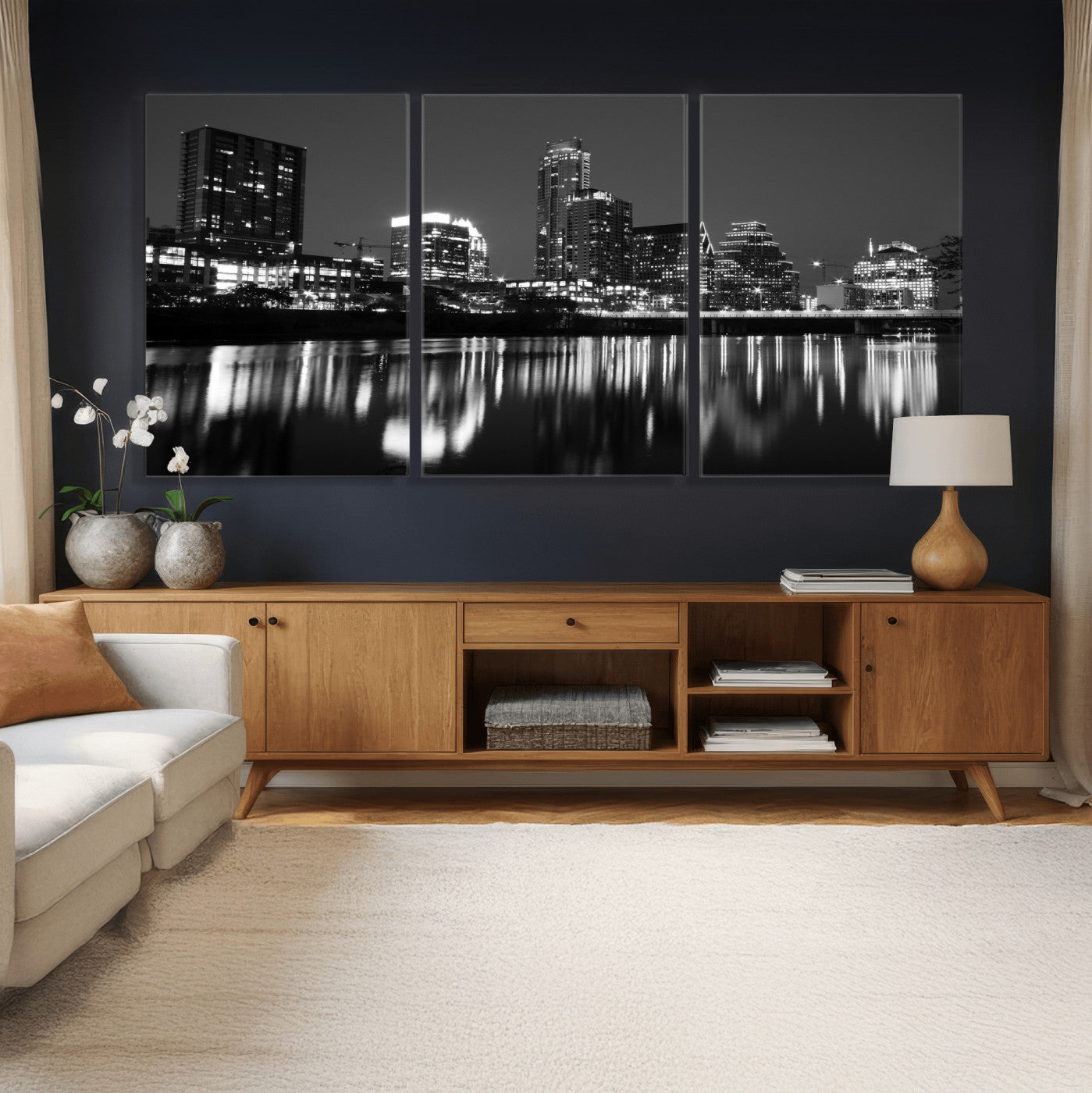 38129554-MGV-CV-36X24 - Austin Skyline Wall Art Canvas Print, Austin Downtown Night Cityscape Print for Modern Urban Wall Decor
