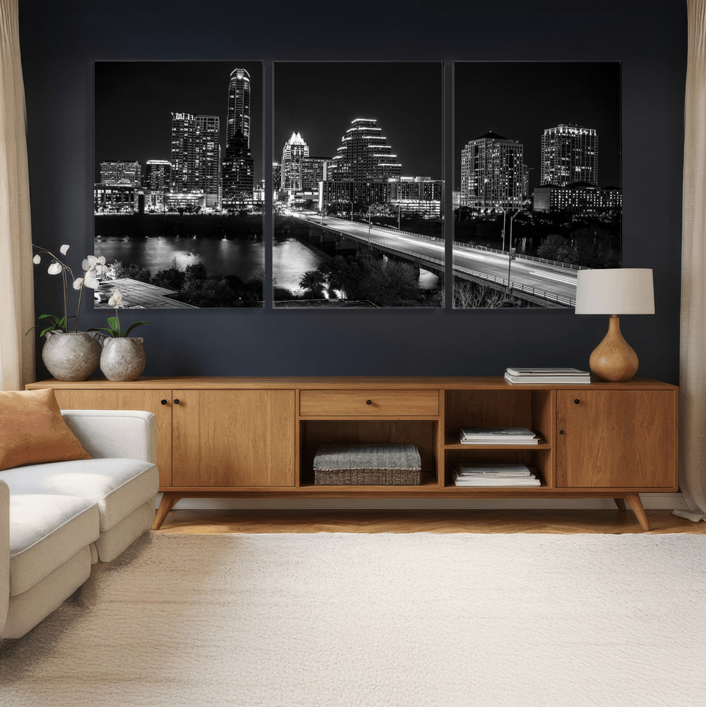 37531750-MGV-CV-36X24 - Austin Skyline Wall Art Canvas Print, Austin Downtown Night Cityscape Print for Modern Urban Wall Decor