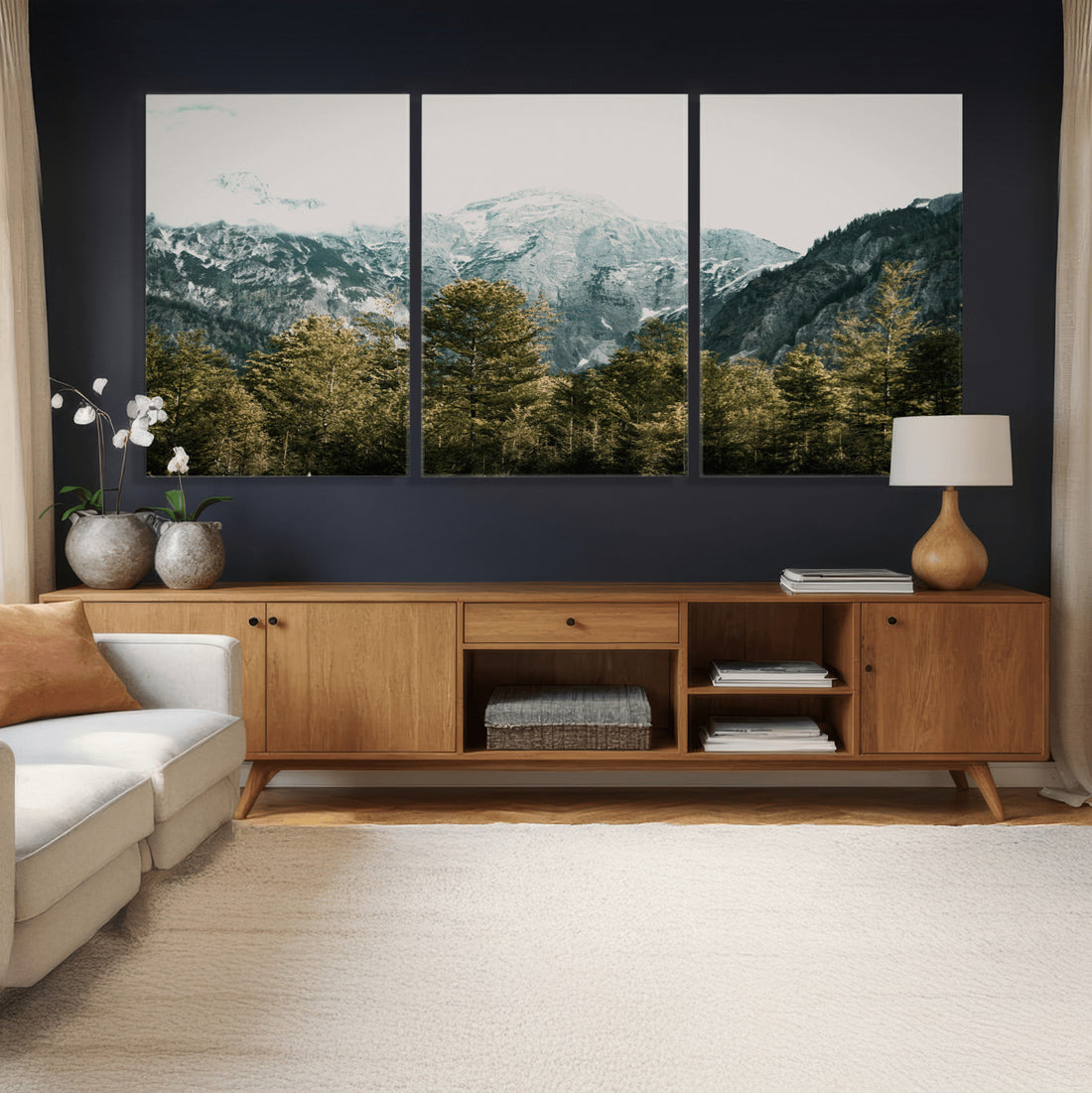 Mountain Forest Wall Art Canvas Print, Alpine Landscape